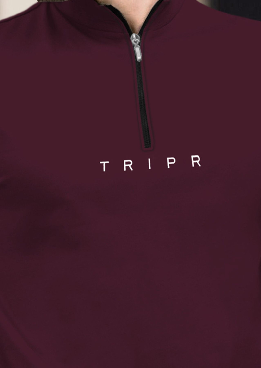Image of TRIPR Solid Men Henley Neck Maroon T-Shirt