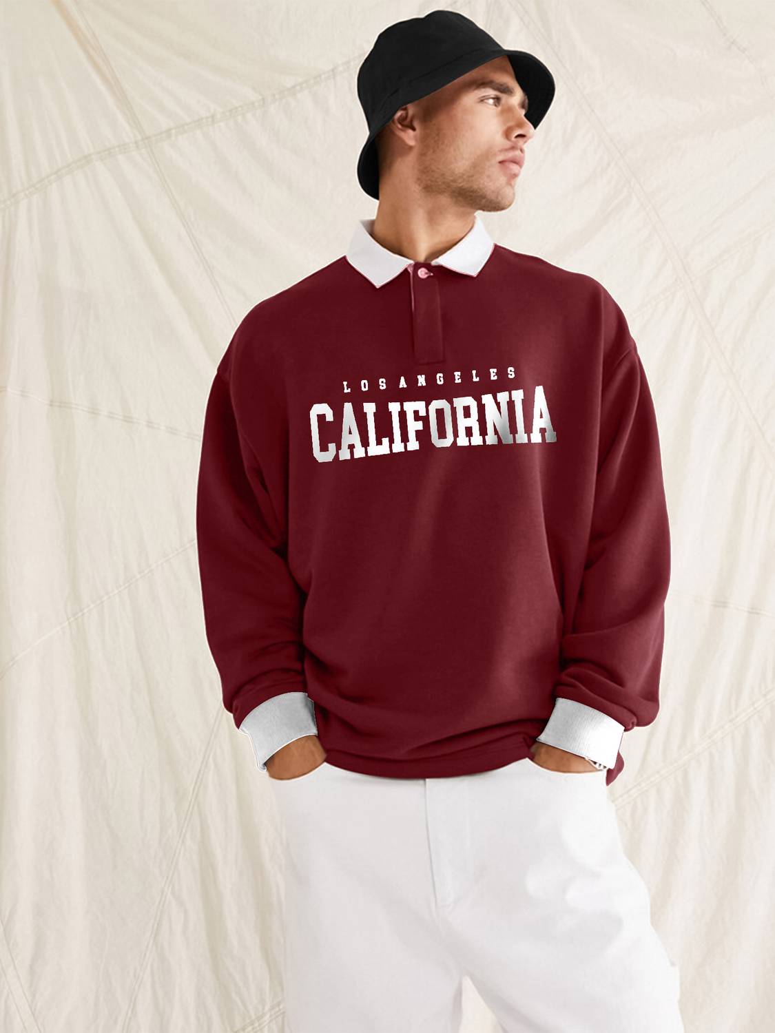 Jump Cuts Men Typography Polo Neck Cotton Blend Maroon T-Shirt