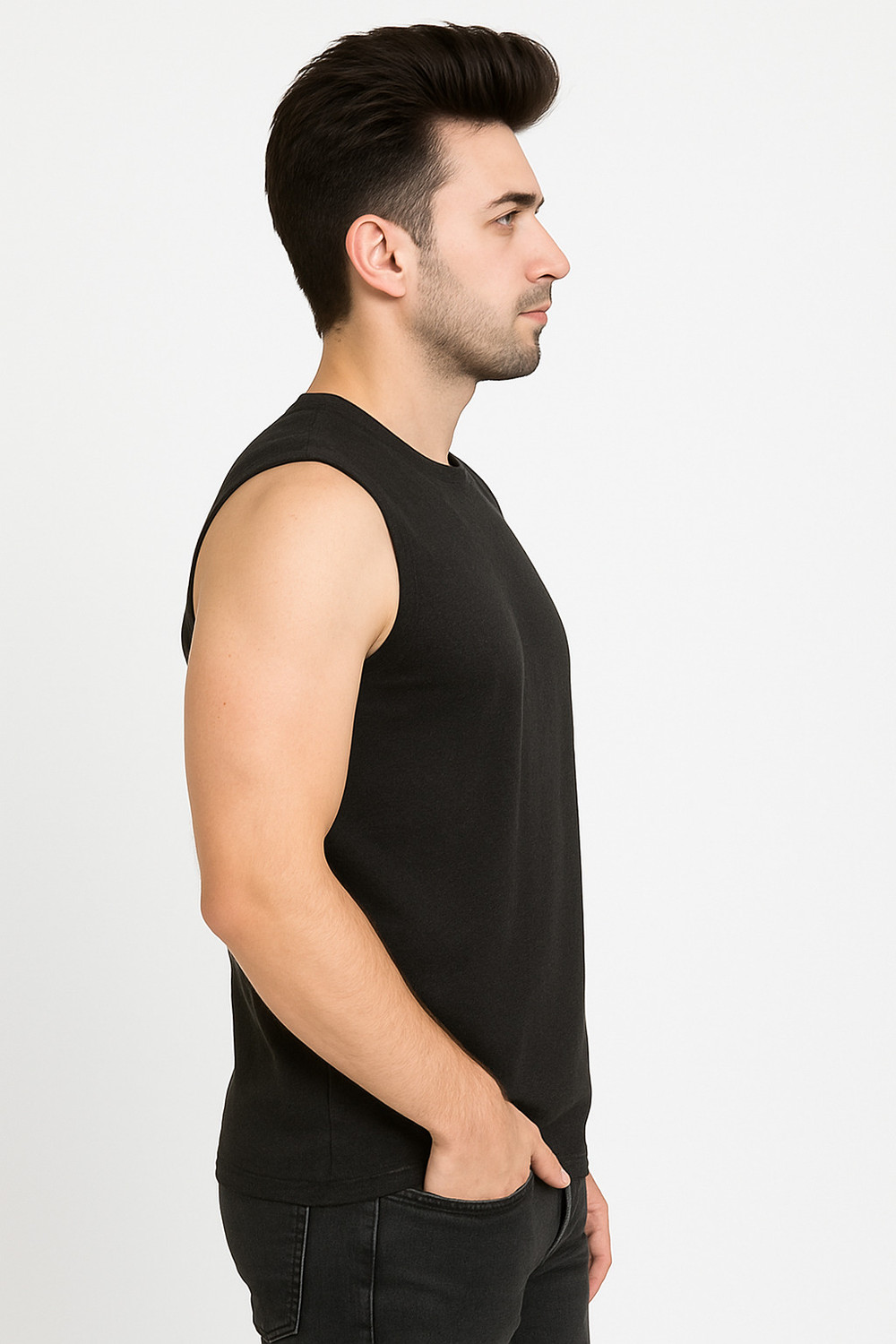 Image of Renowned Solid Men Round Neck White, Black T-Shirt