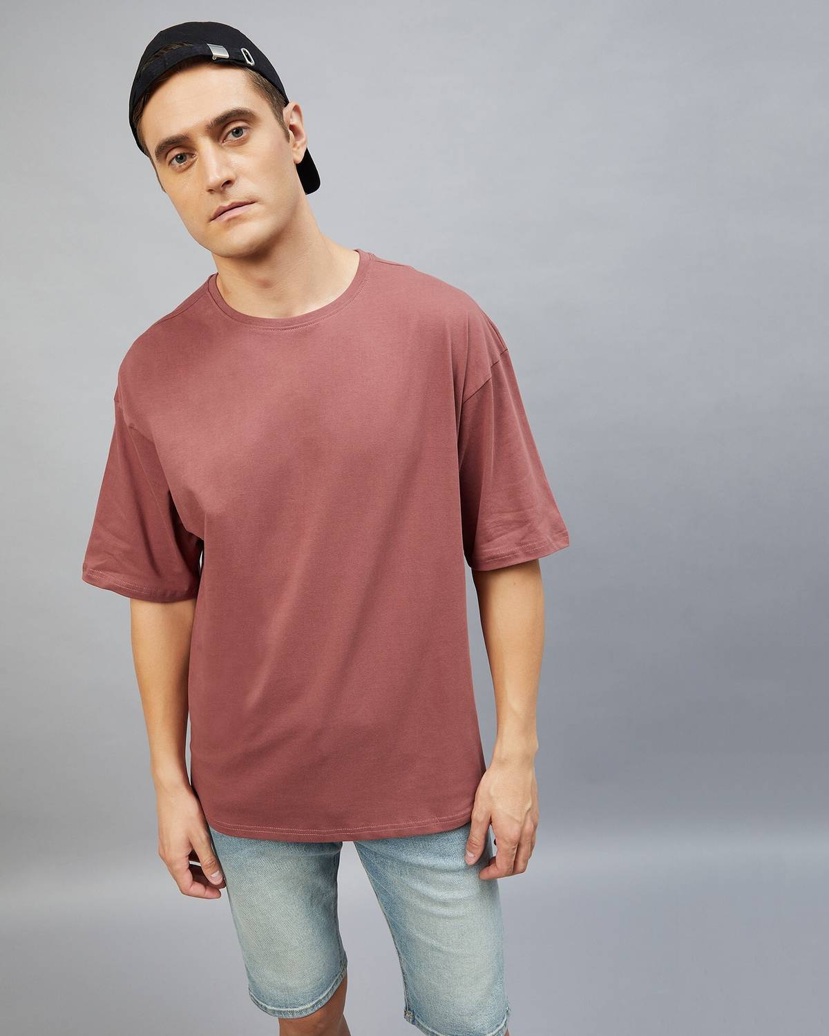 Chimpaaanzee Solid Men Round Neck Pink T-Shirt