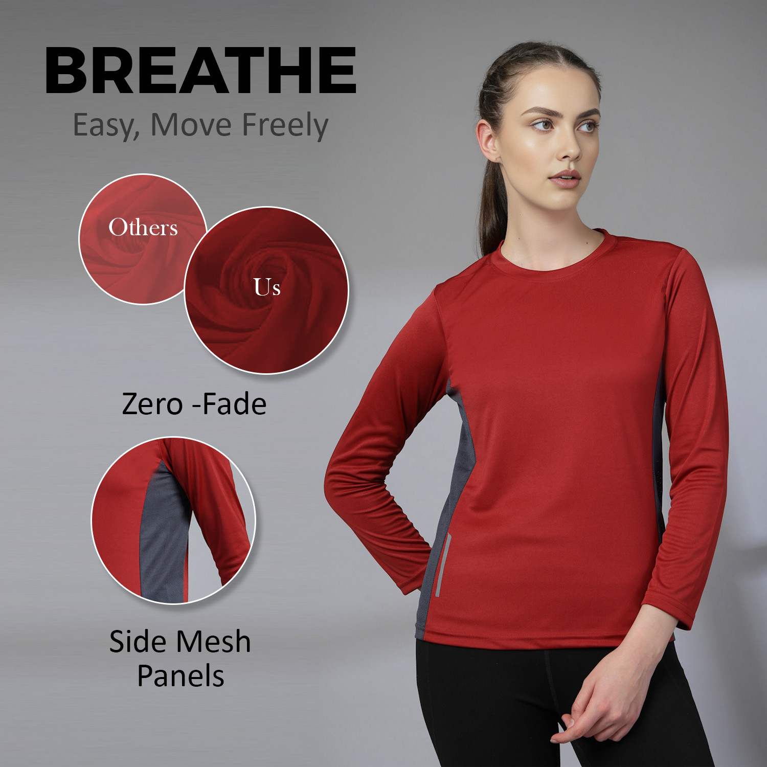Image of CHKOKKO Solid Women Round Neck Maroon T-Shirt