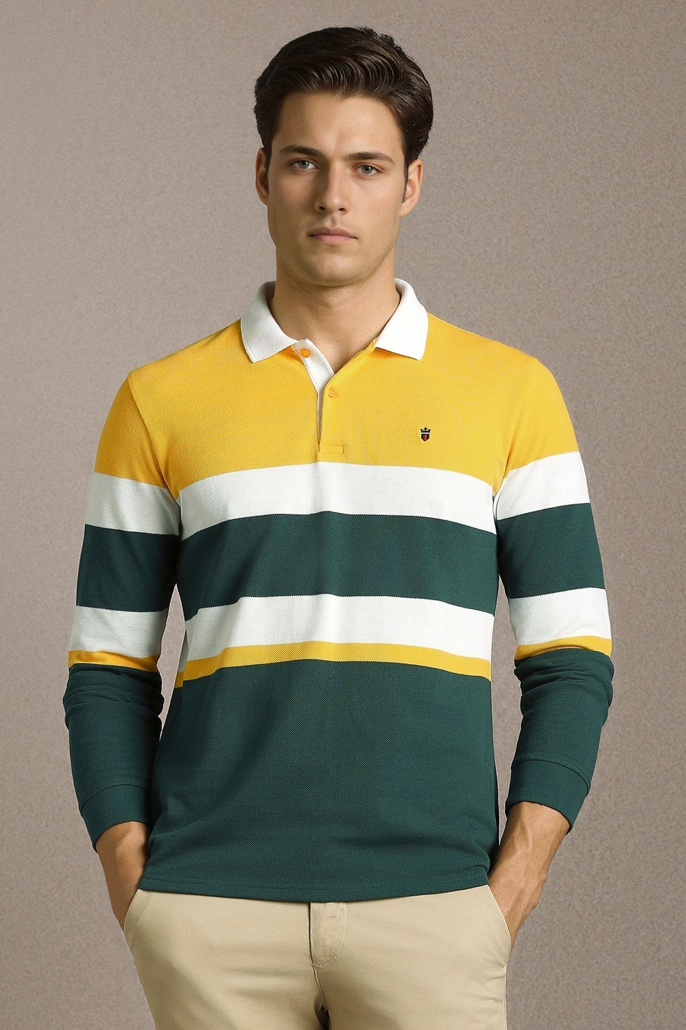 Image of LOUIS PHILIPPE Striped Men Polo Neck Multicolor T-Shirt