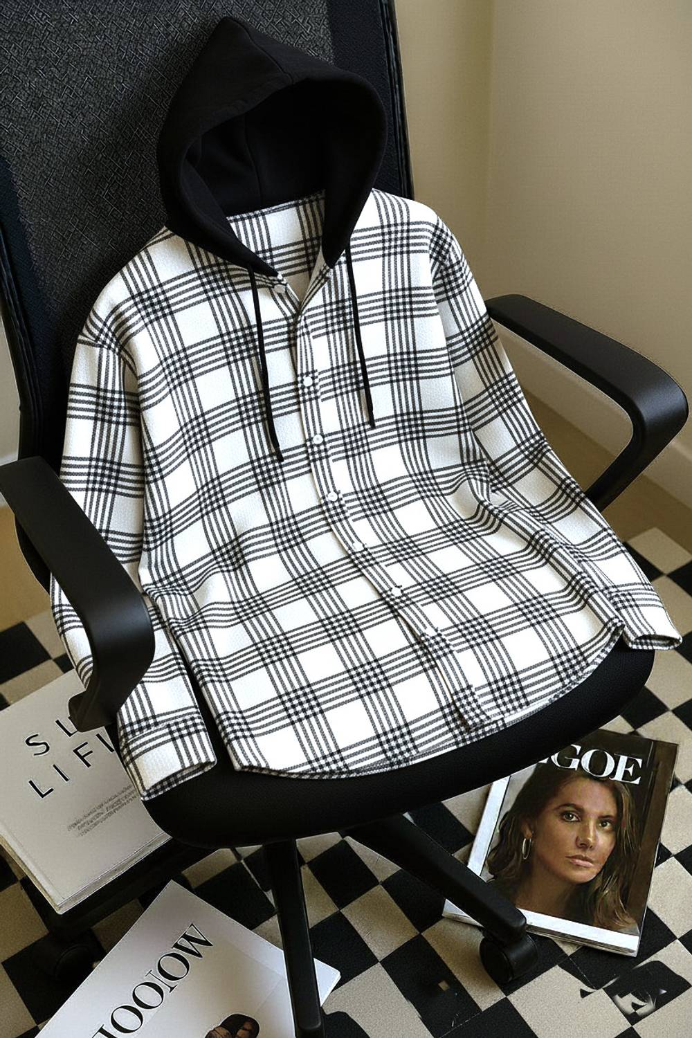 Try This Men Striped, Printed Zip Neck Cotton Blend White T-Shirt