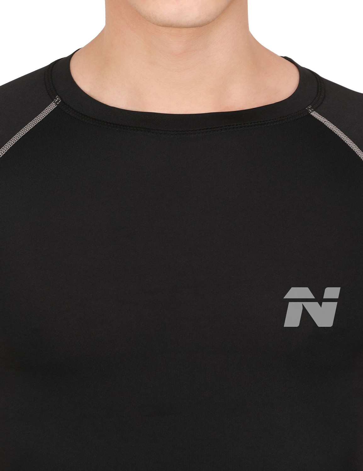 Image of NINQ Solid Men Round Neck Black T-Shirt