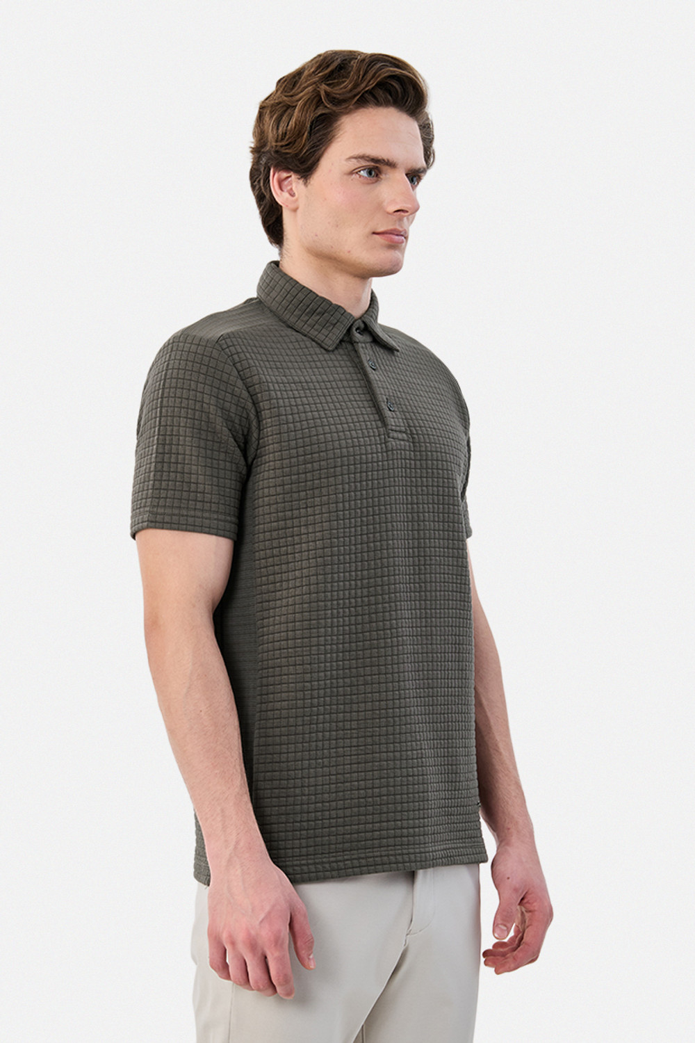 Image of Snitch Self Design Men Polo Neck Grey T-Shirt