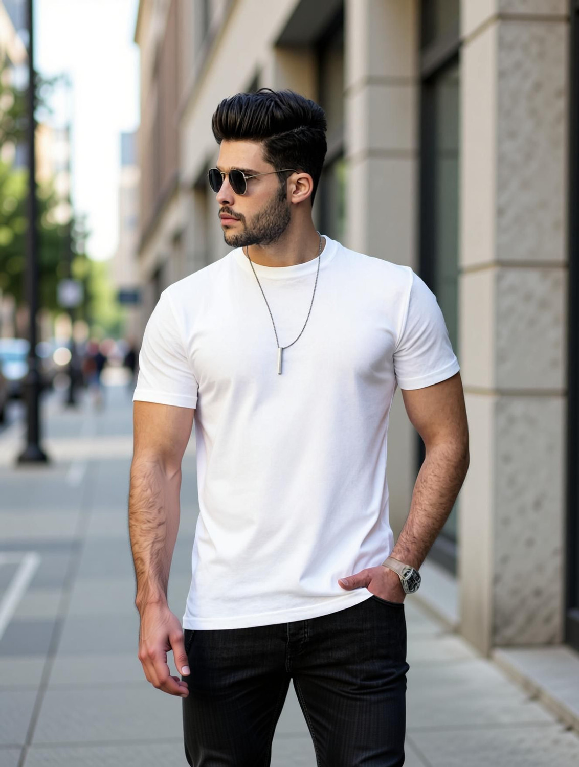 Image of TRIPR Solid Men White T-Shirt