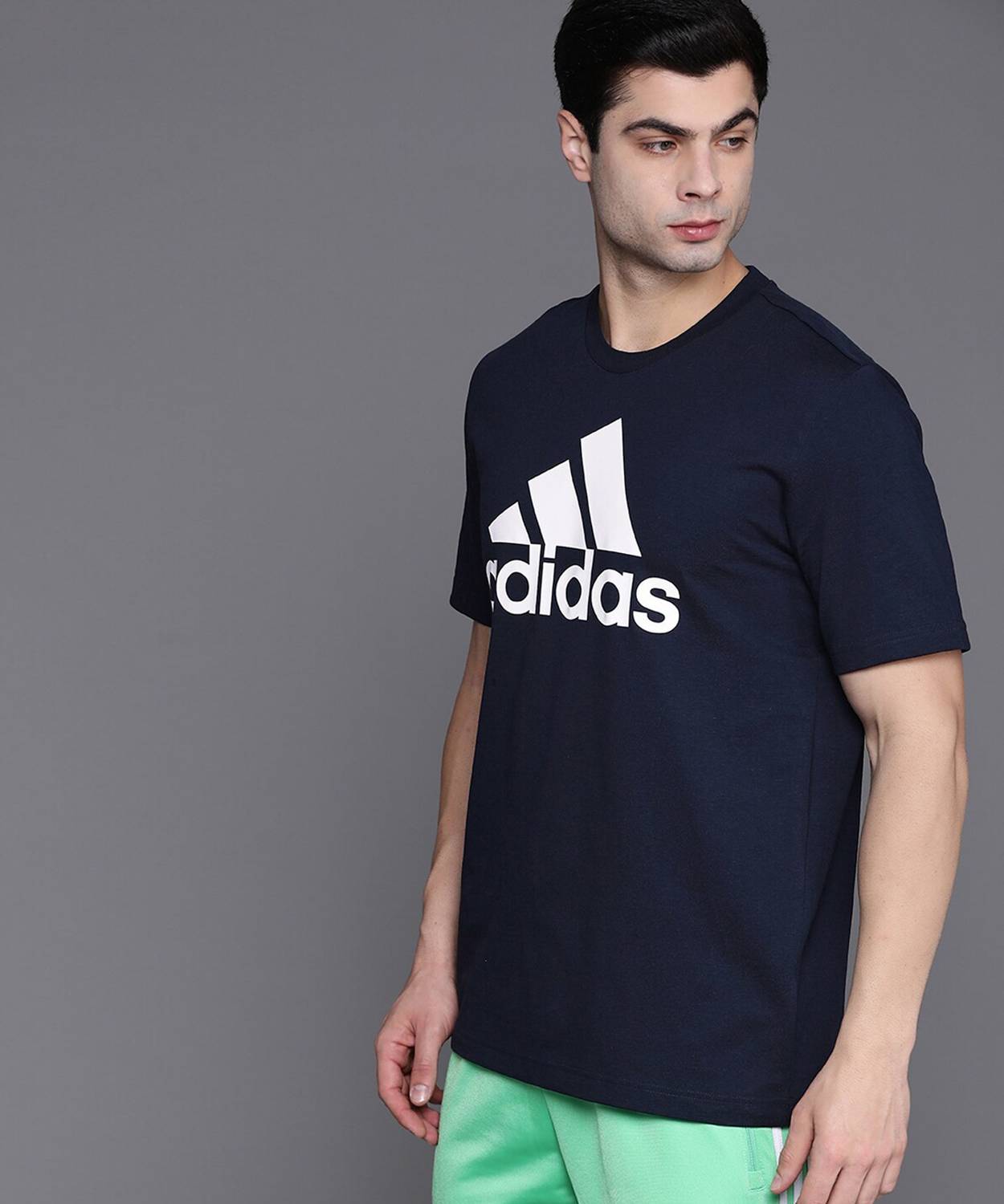 ADIDAS Printed, Typography Men Round Neck Dark Blue T-Shirt