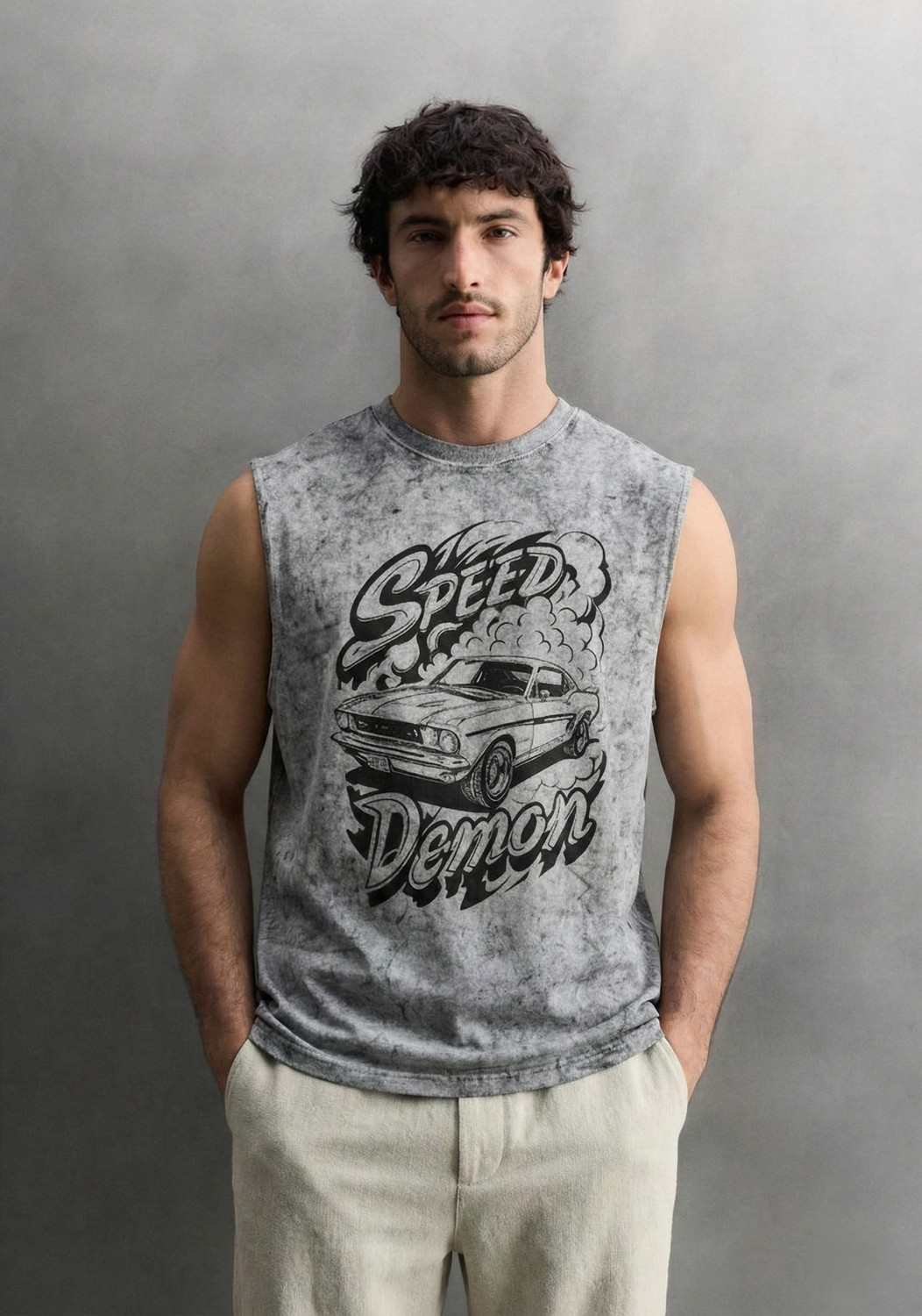 Image of Rhinocult Self Design Men Round Neck Grey T-Shirt
