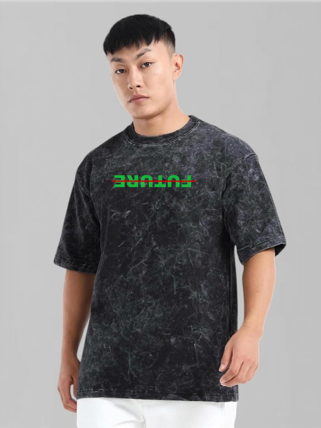 Image of R Y Traders Printed Men Crew Neck Black T-Shirt