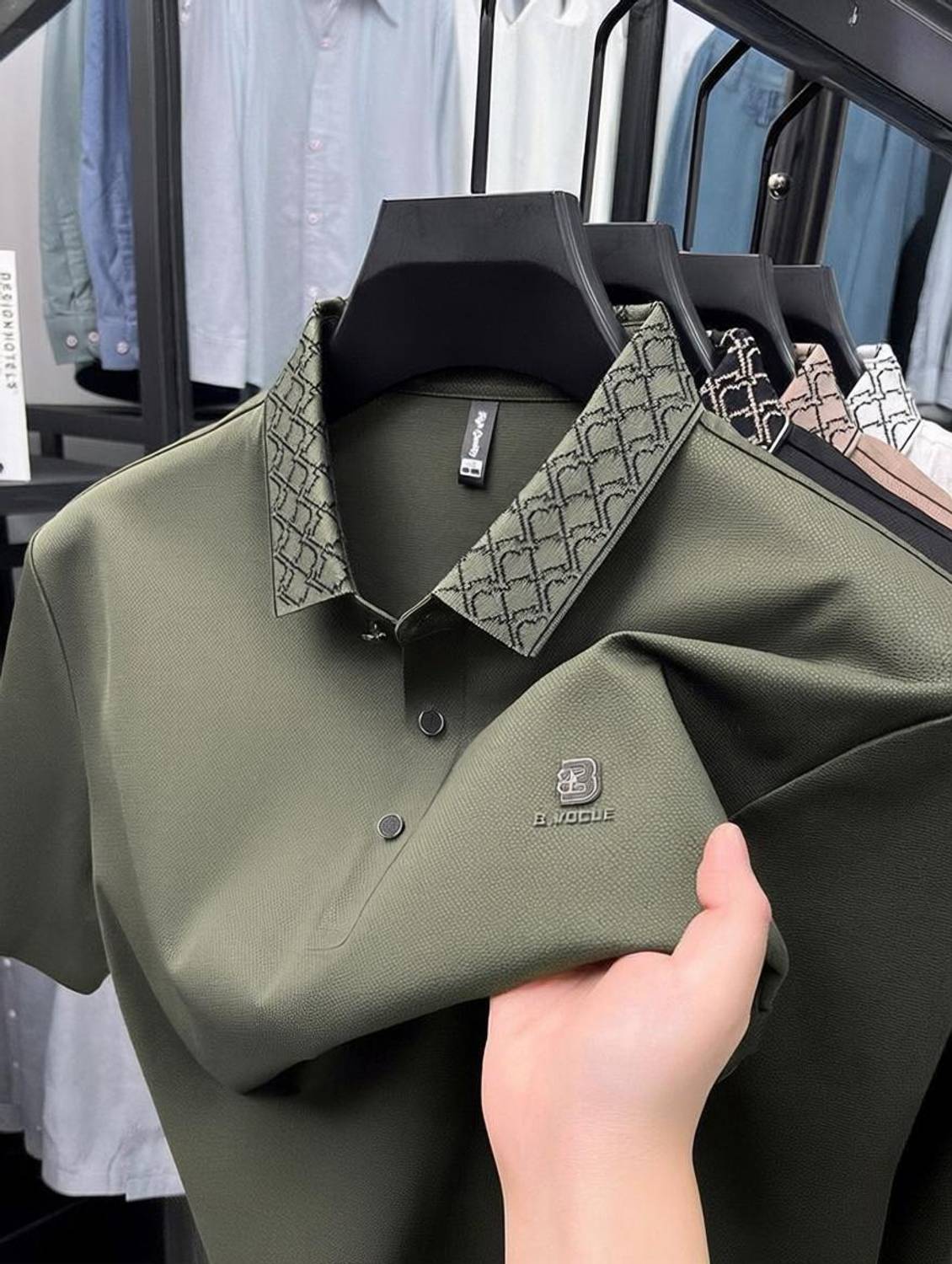 GLANZY Dark Green Polo Neck T-Shirt - Image 1