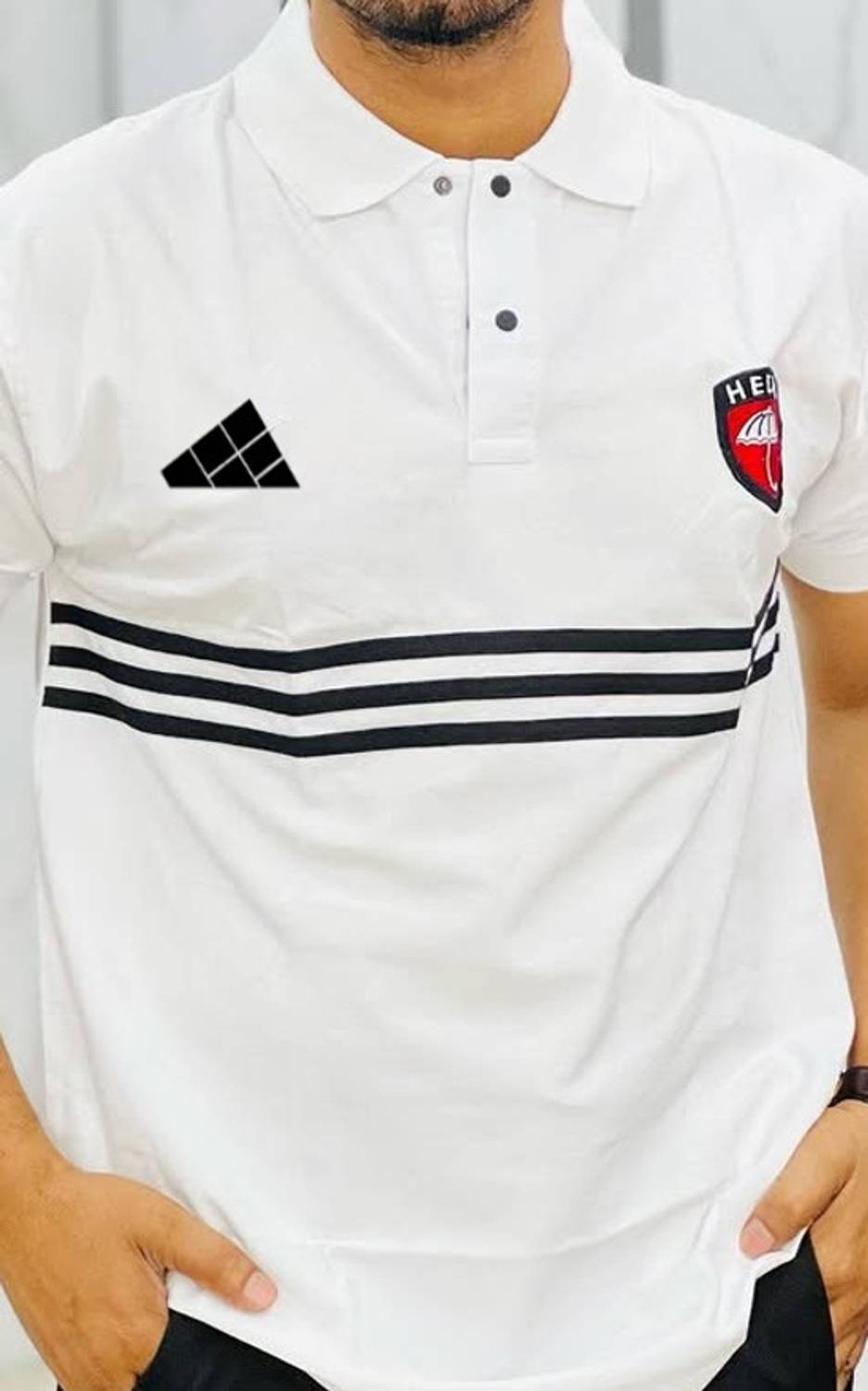 Swagwala Solid Men Polo Neck White T-Shirt - Image 4