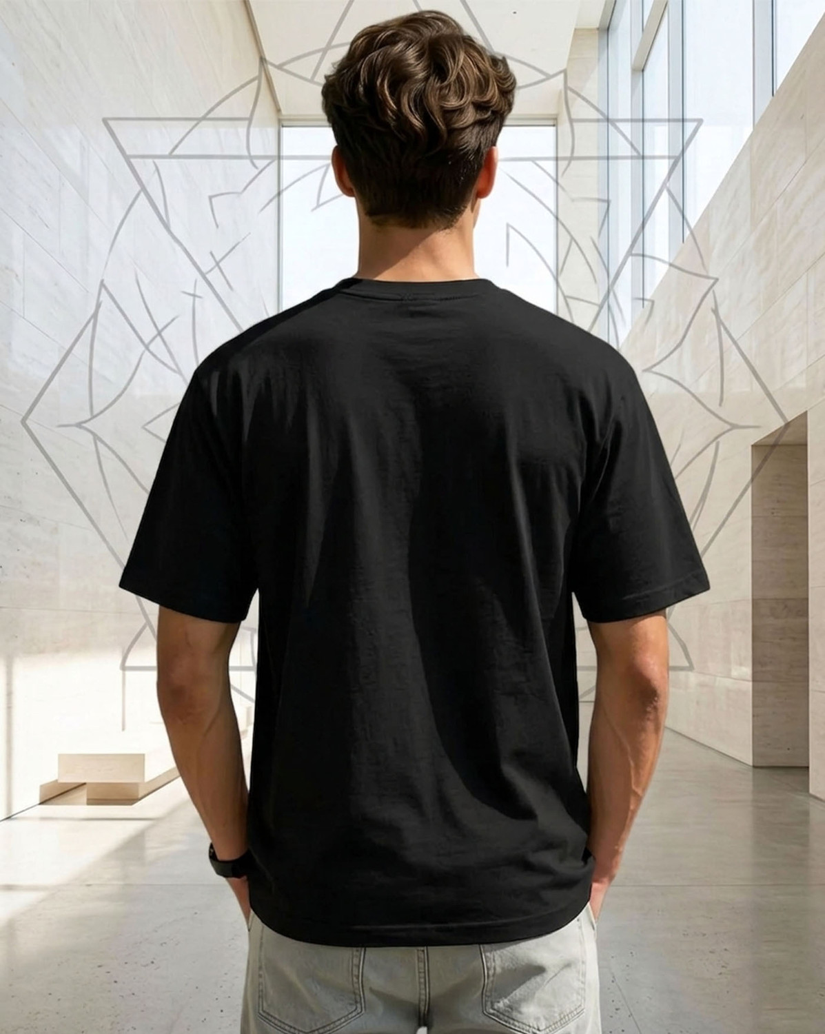 Image of AUSK Printed Men Round Neck Black T-Shirt