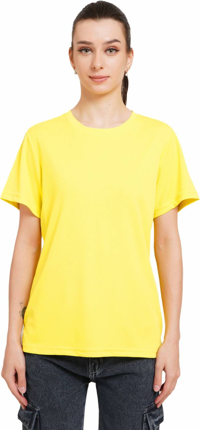 APKR Solid Women Round Neck Yellow T-Shirt