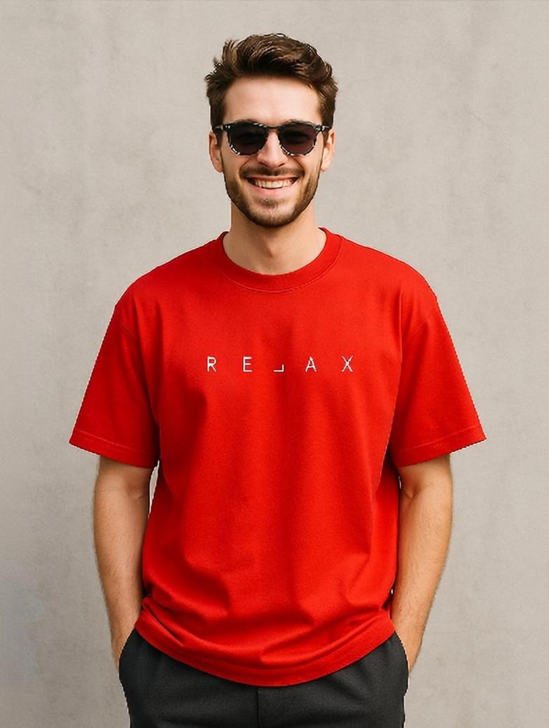 Image of UrGear Printed Men Round Neck Red T-Shirt