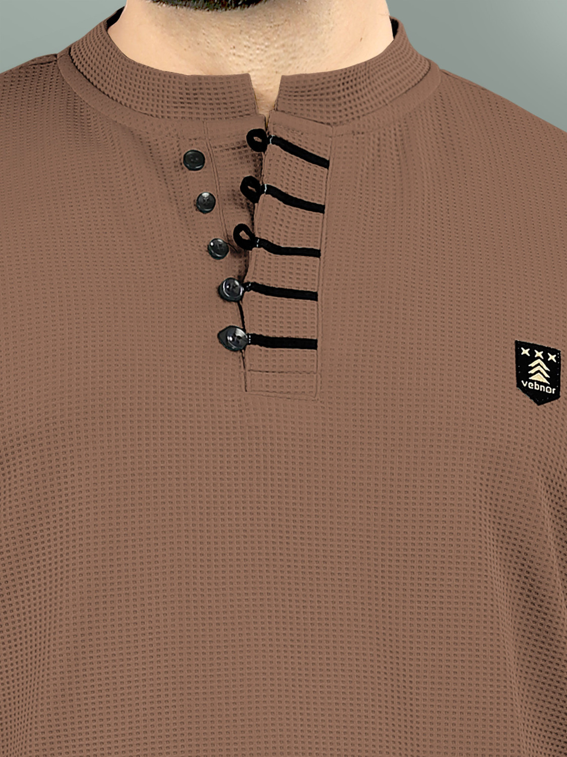 Image of VeBNoR Self Design Men Polo Neck Brown T-Shirt