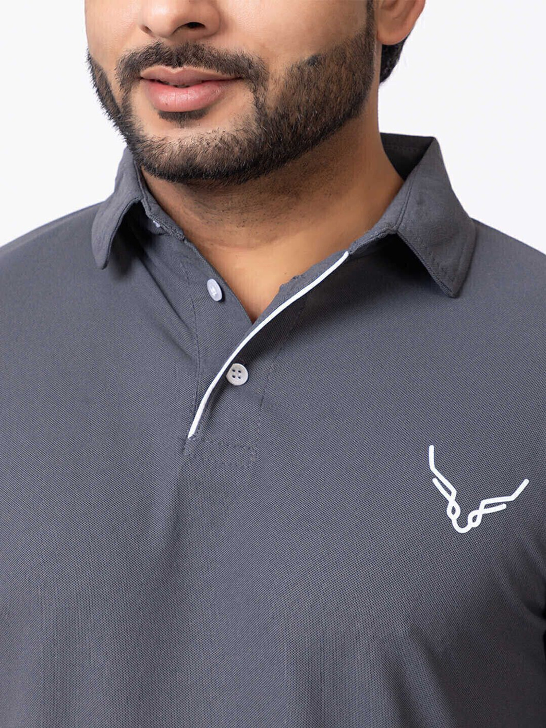 Image of BUFFARO Solid Men Polo Neck Grey, Brown T-Shirt