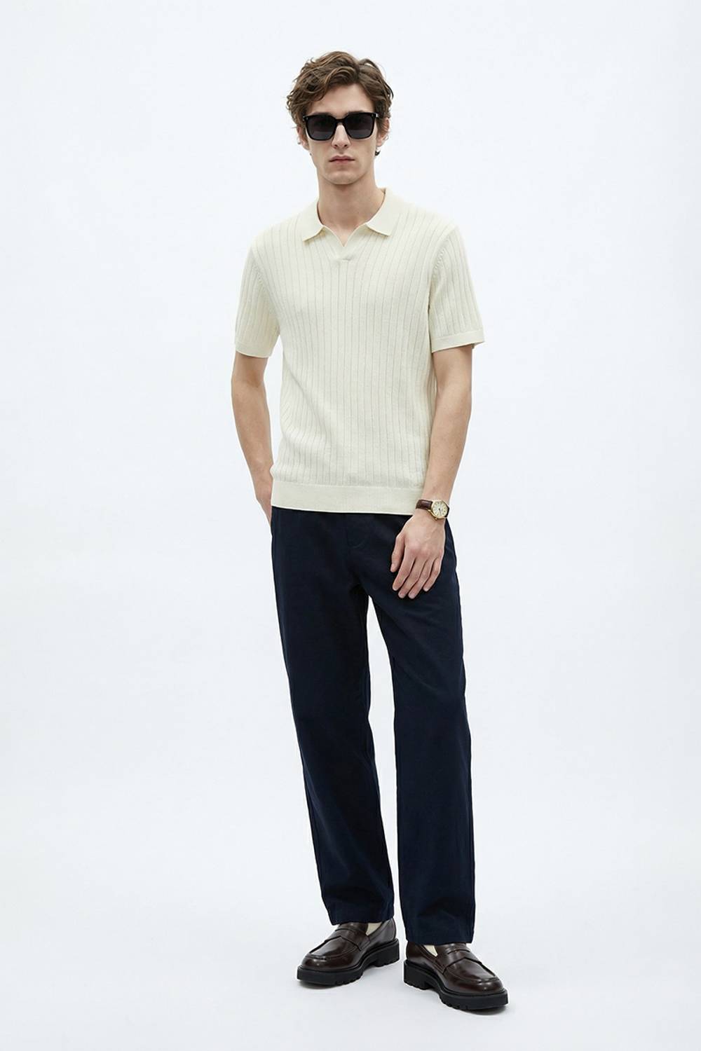 Snitch Striped Polo Neck White T-Shirt - Image 3