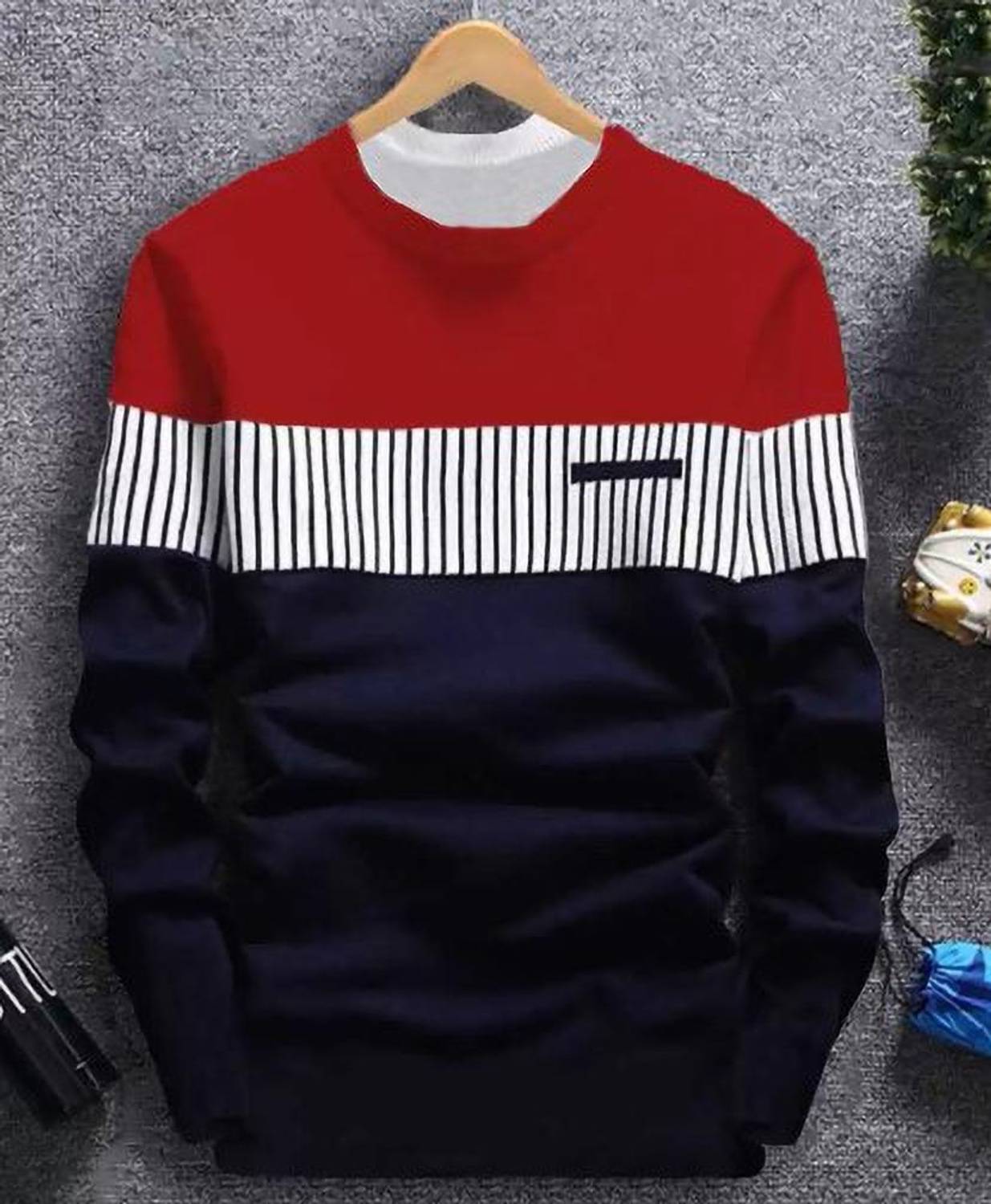 Try This Men Colorblock Round Neck Cotton Blend Multicolor T-Shir