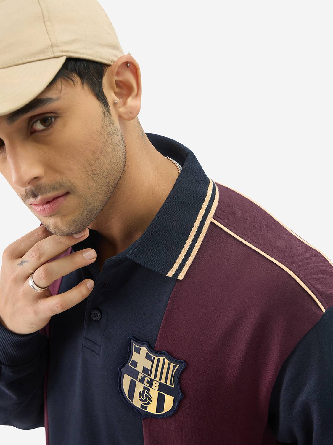 The Souled Store Colorblock Men Polo Neck Multicolor T-Shirt - Image 4