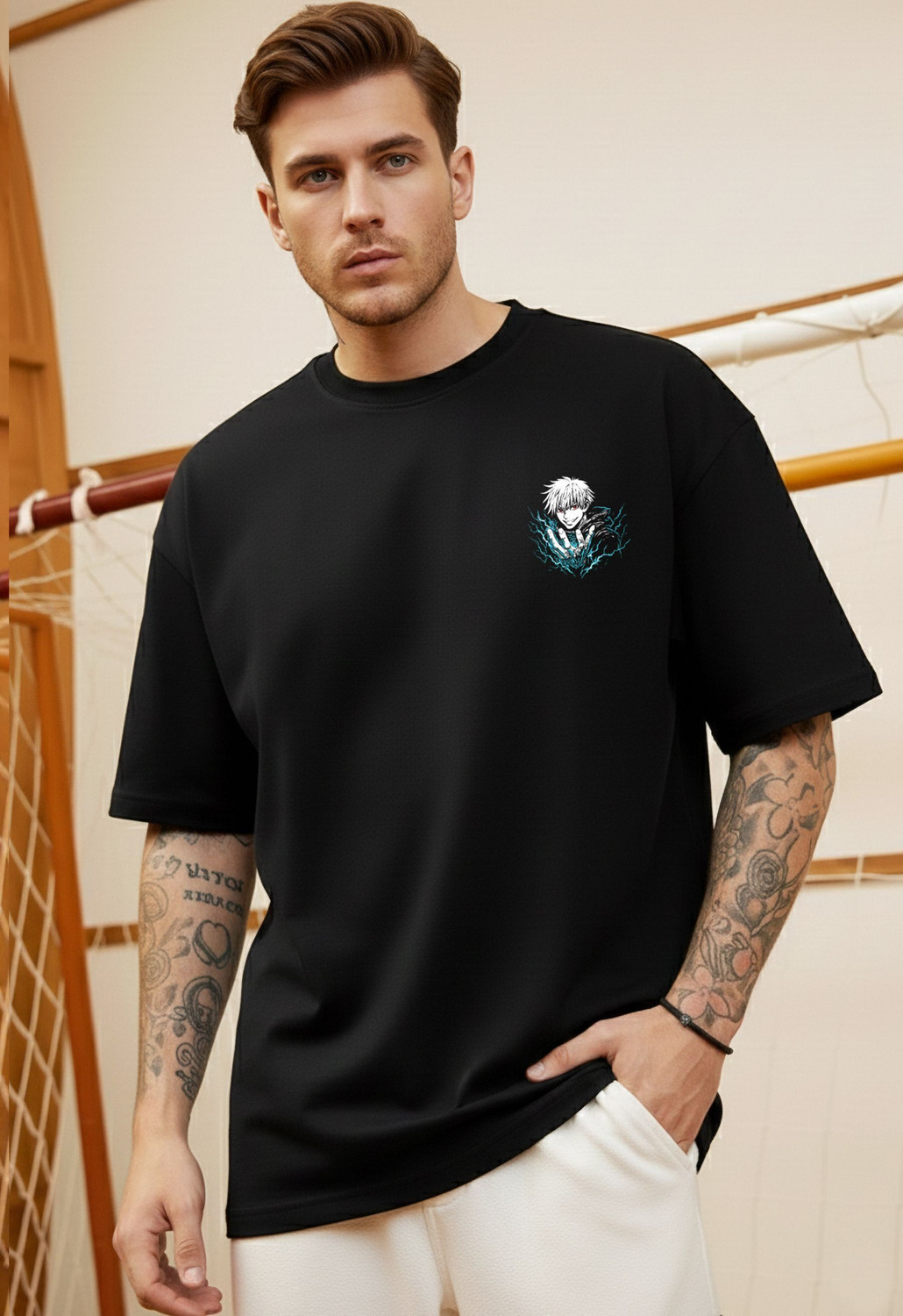 Image of TRIPR Printed Men Round Neck Black T-Shirt