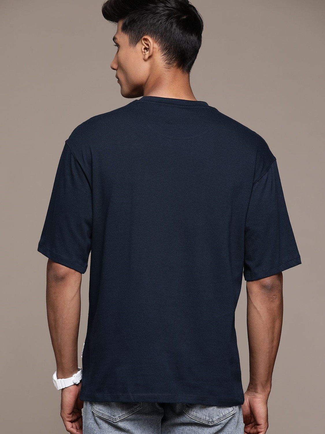 Image of Roadster Printed Men Round Neck Blue T-Shirt