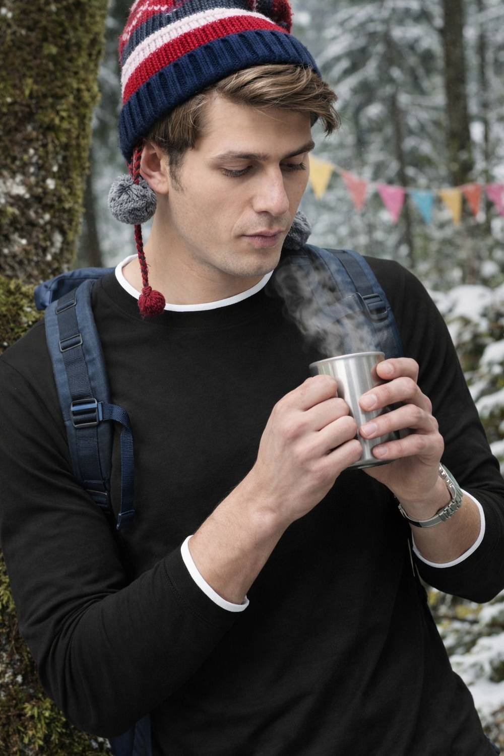 THE DRY STATE Men Solid Round Neck Pure Cotton Black T-Shirt