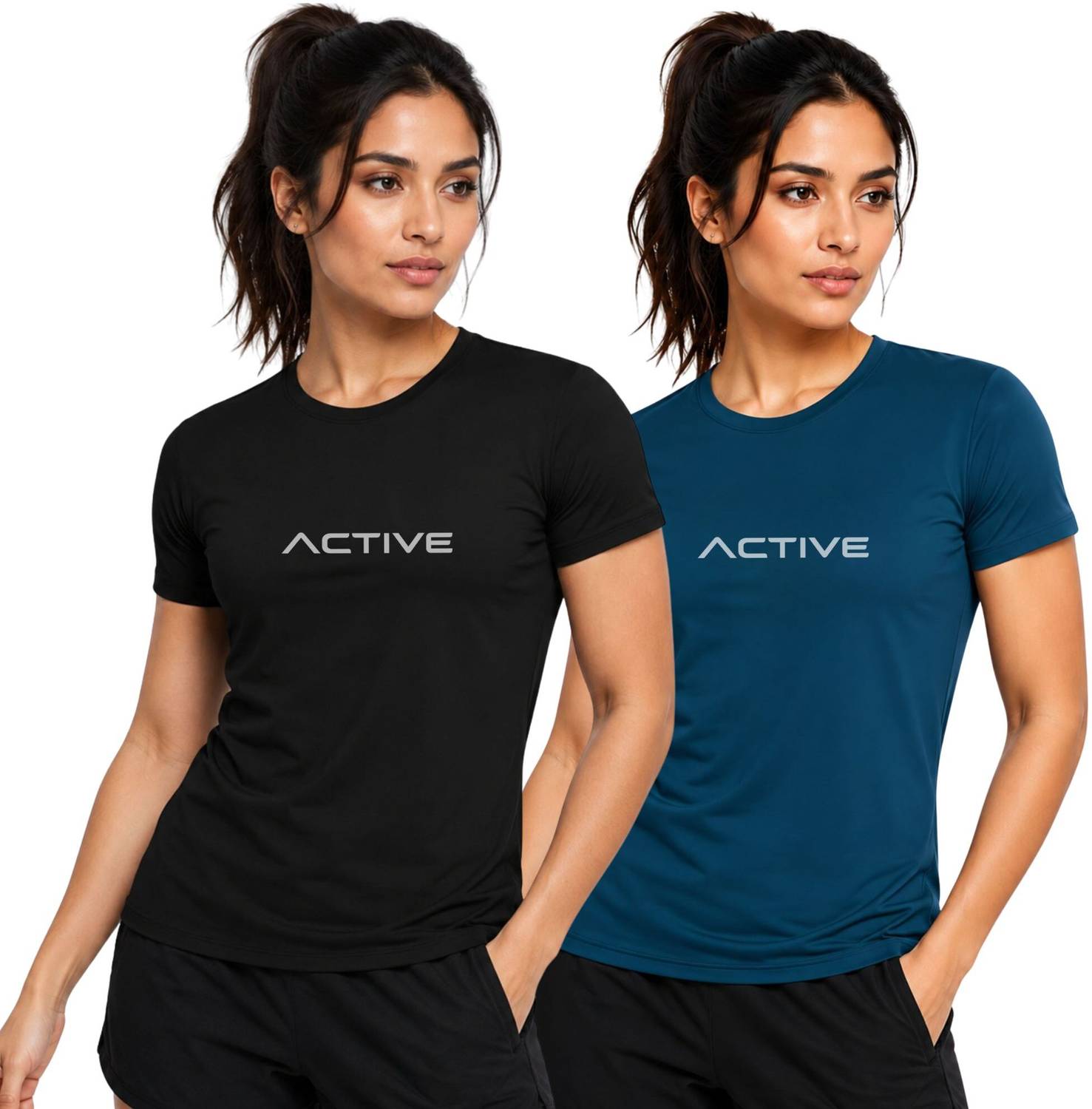 3colors Printed Women Round Neck Black, Blue T-Shirt