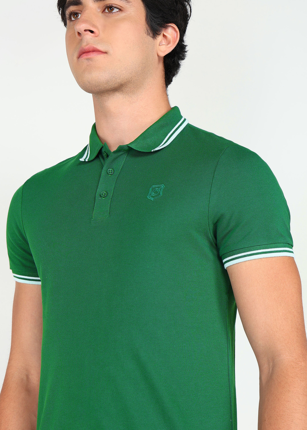Image of BEING HUMAN Solid Men Polo Neck Green T-Shirt