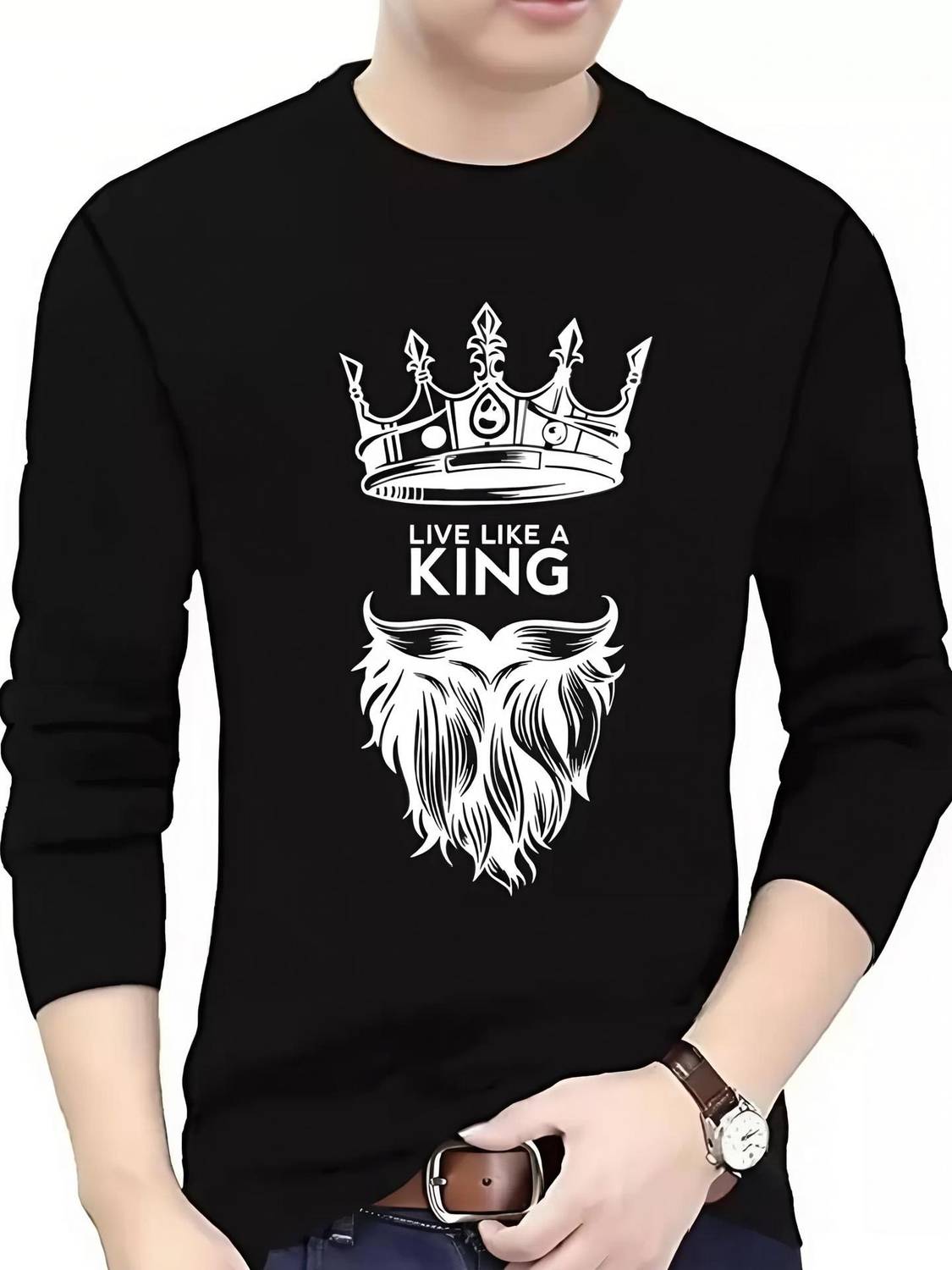 baquax Self Design Men Round Neck Black T-Shirt