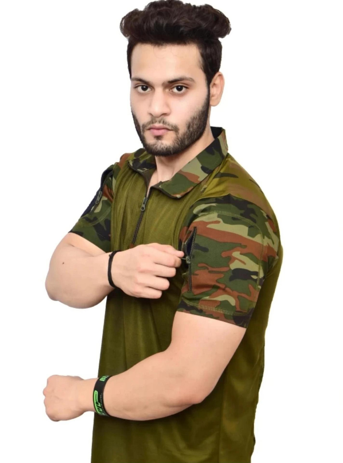 Image of REAL DAD Military Camouflage Men Polo Neck Multicolor T-Shirt