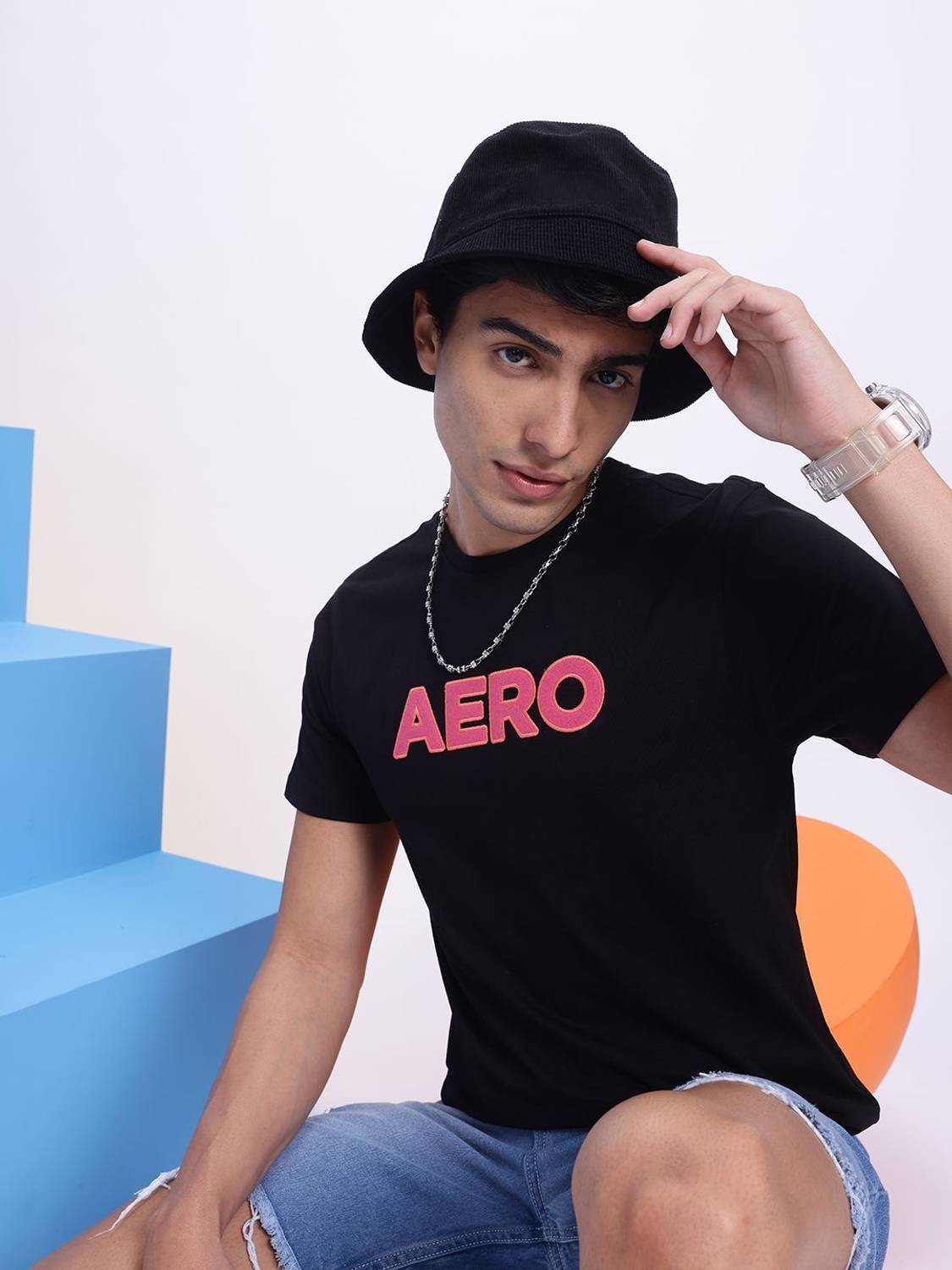 AEROPOSTALE Printed Men Round Neck Black T-Shirt