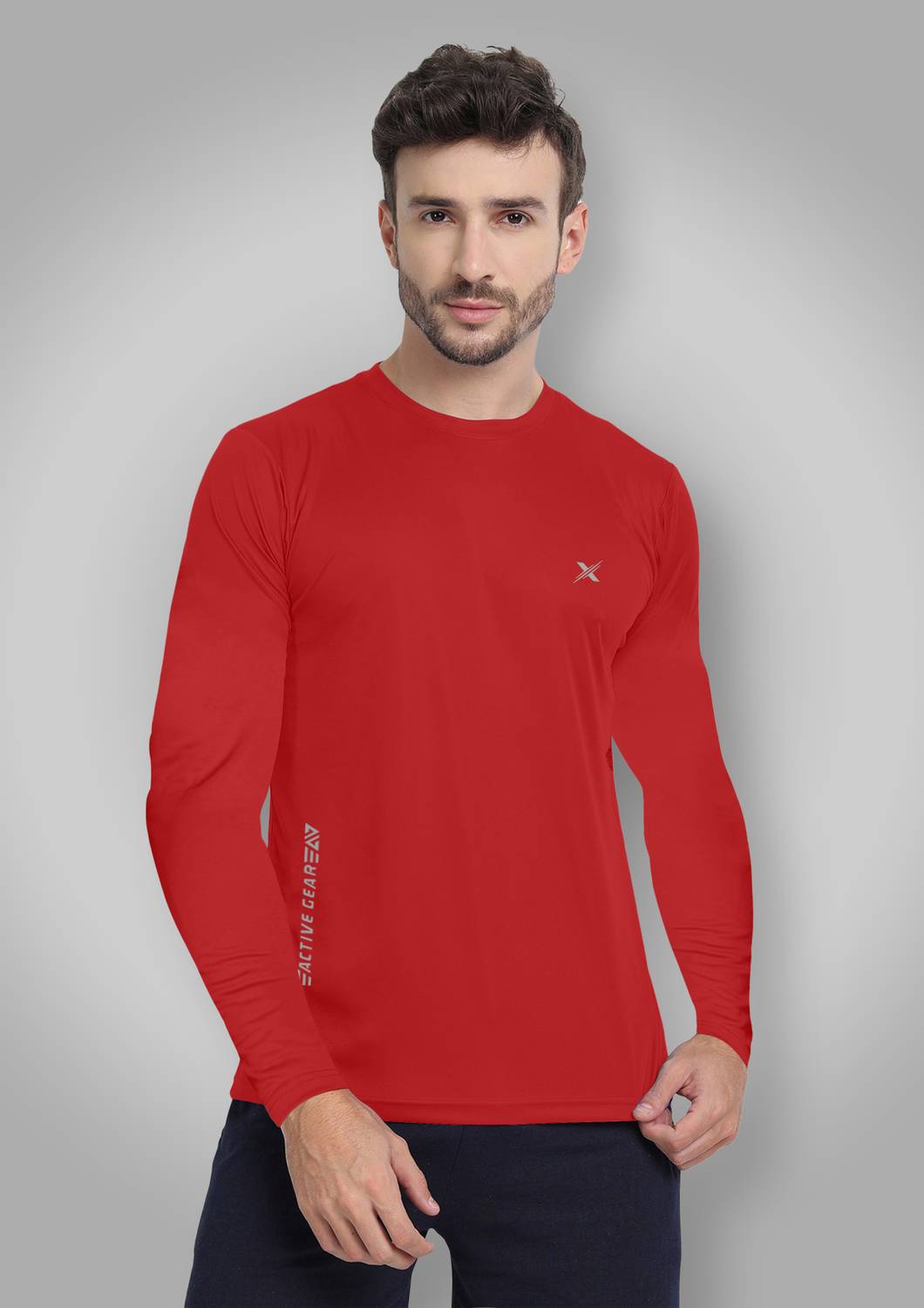 FTX Men Solid Round Neck Polyester Red T-Shirt