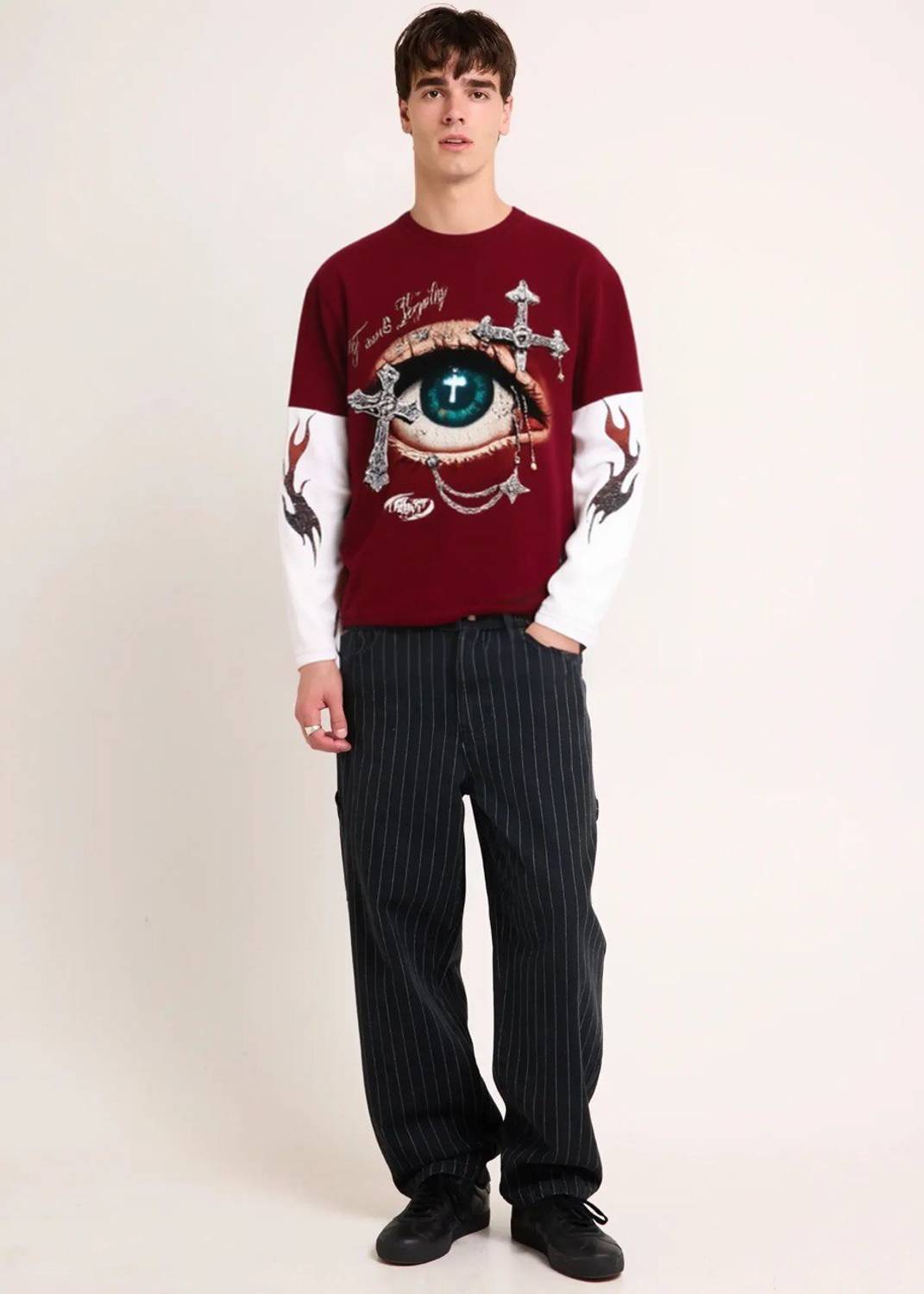 Eddicted Graphic Print Men Round Neck Maroon T-Shirt - Image 2