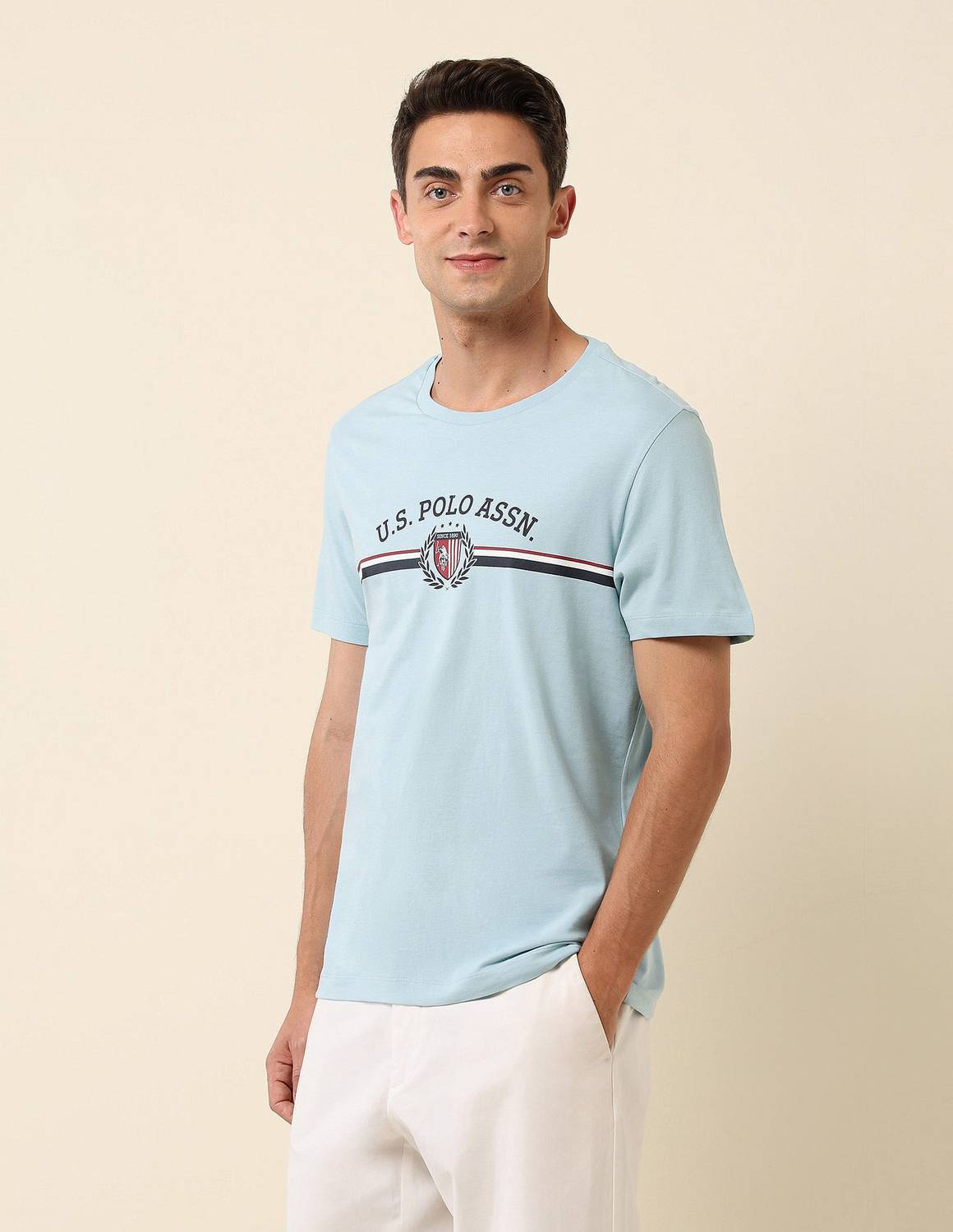 U.S. POLO ASSN. Men Light Blue T-Shirt - Image 4