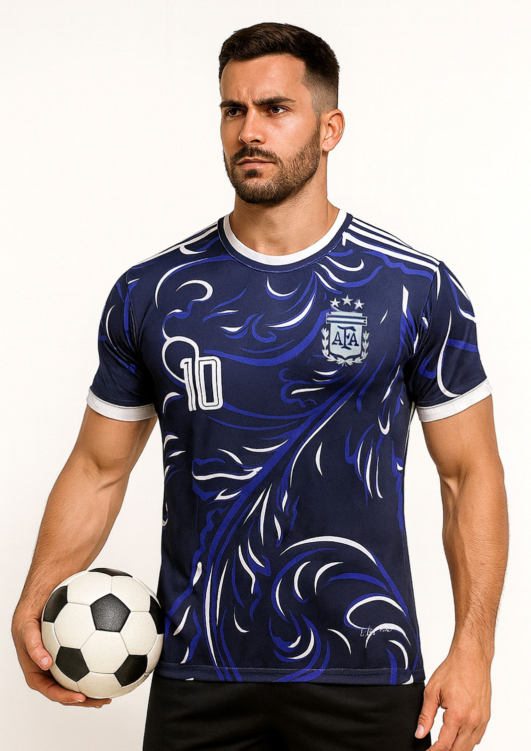 Image of BUGOAT Printed Men Round Neck Blue T-Shirt