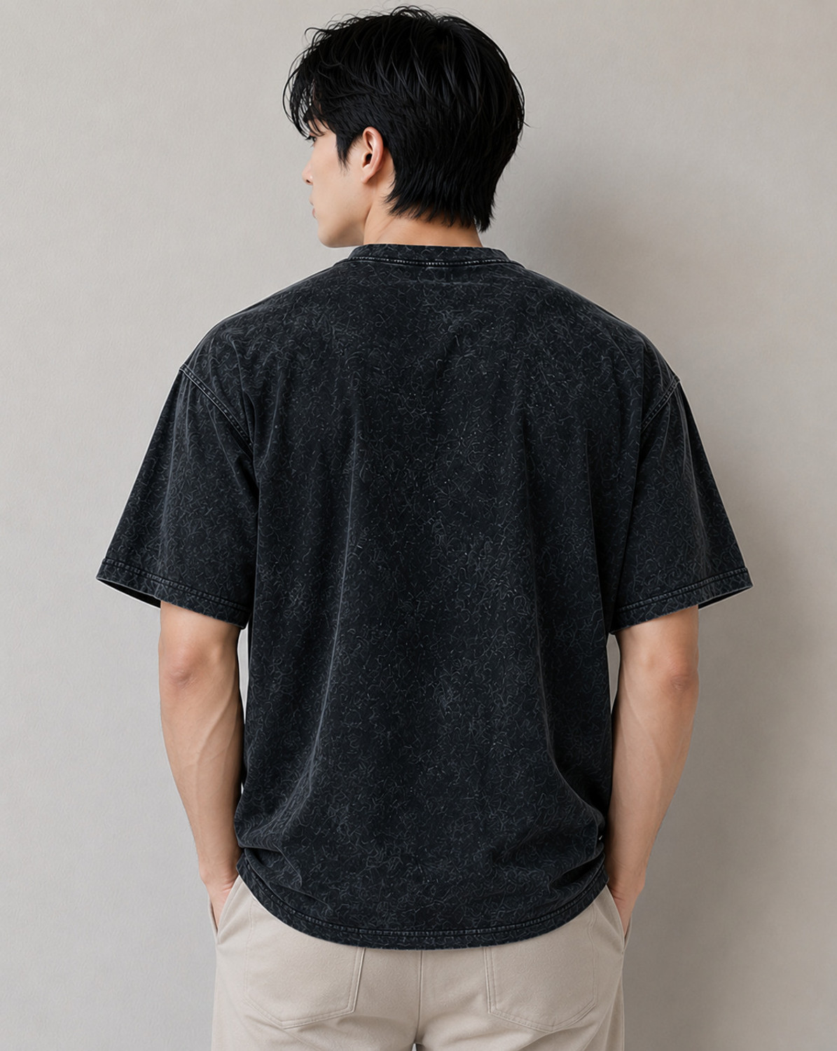Image of JUGULAR Washed Men Round Neck Black T-Shirt