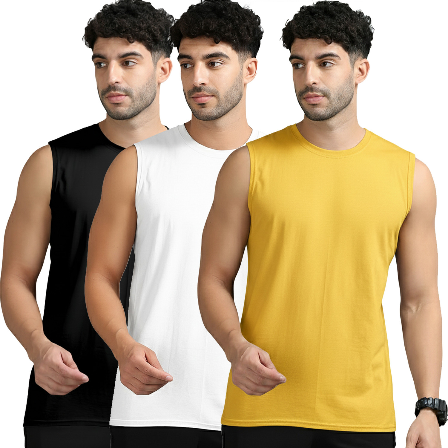 Image of Jangoboy Solid Men Round Neck Multicolor T-Shirt