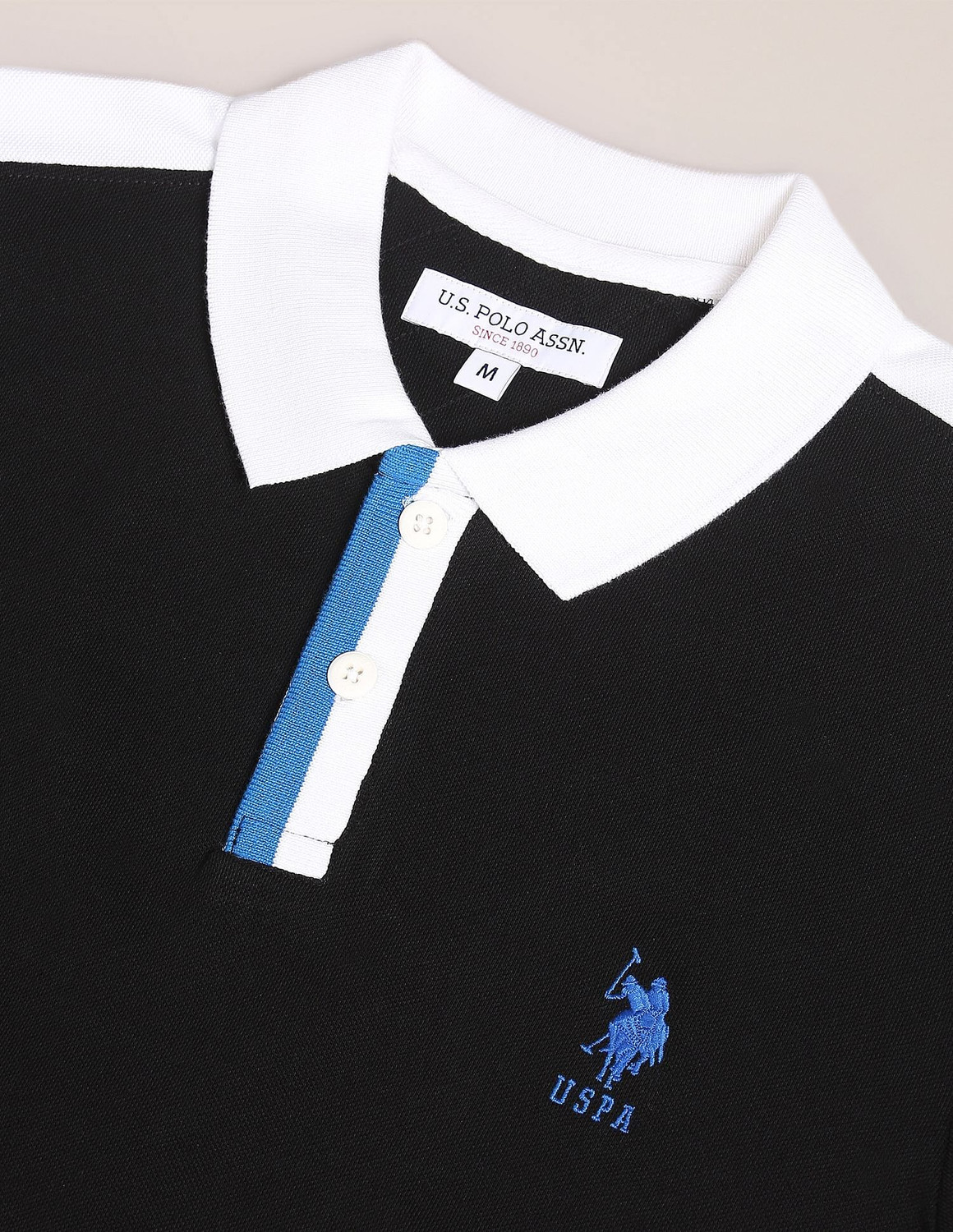 Image of U.S. POLO ASSN. Colorblock Men Polo Neck Black T-Shirt