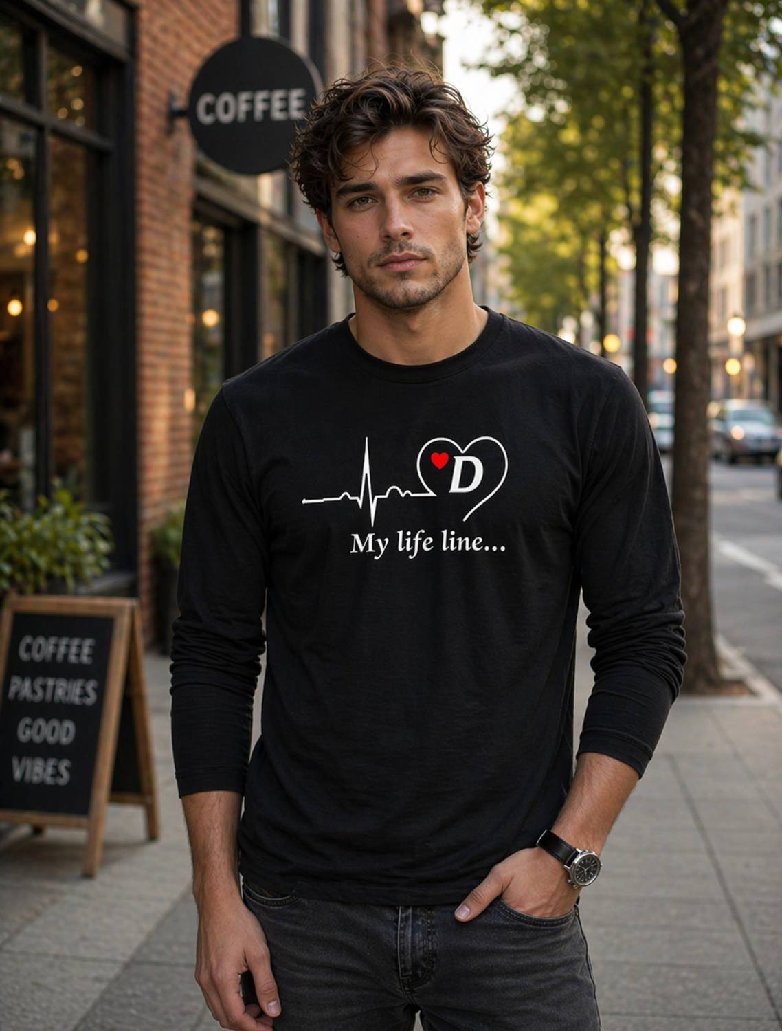 ApheFashion Typography Men Round Neck Black T-Shirt