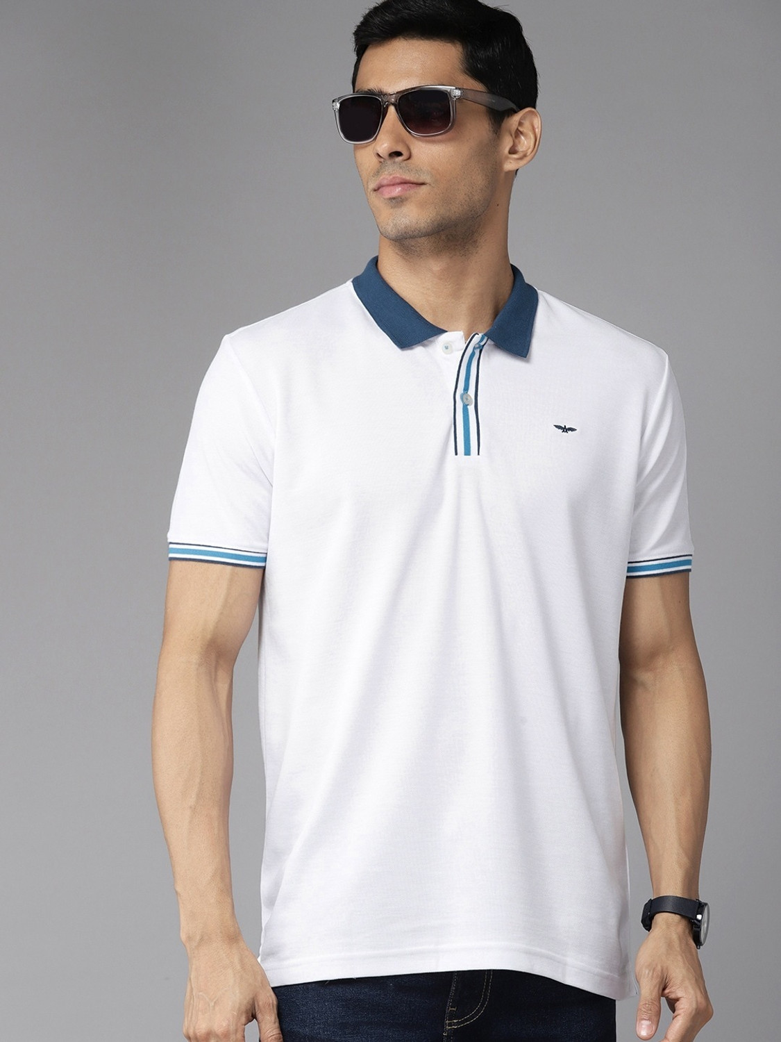 Image of PARK AVENUE Solid Men Polo Neck White T-Shirt