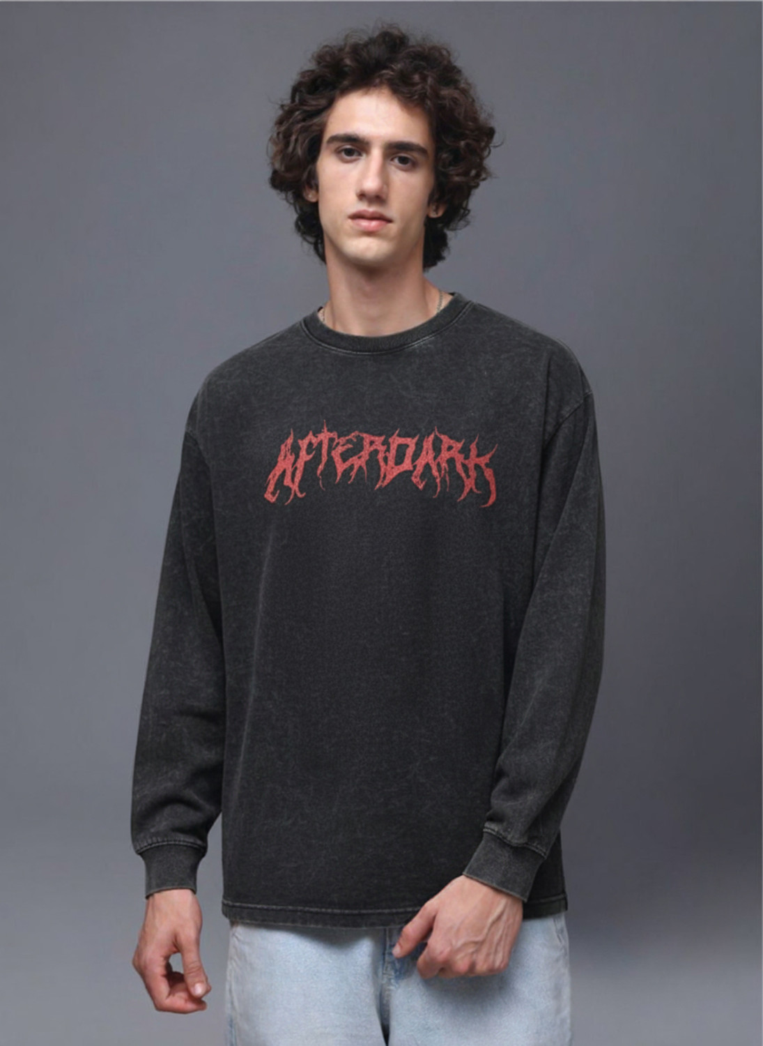 Image of MADSTO Typography Men Round Neck Black T-Shirt
