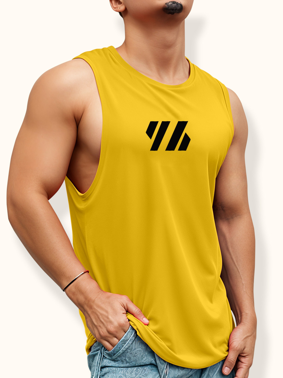 Image of FTX Printed Men Round Neck Yellow T-Shirt