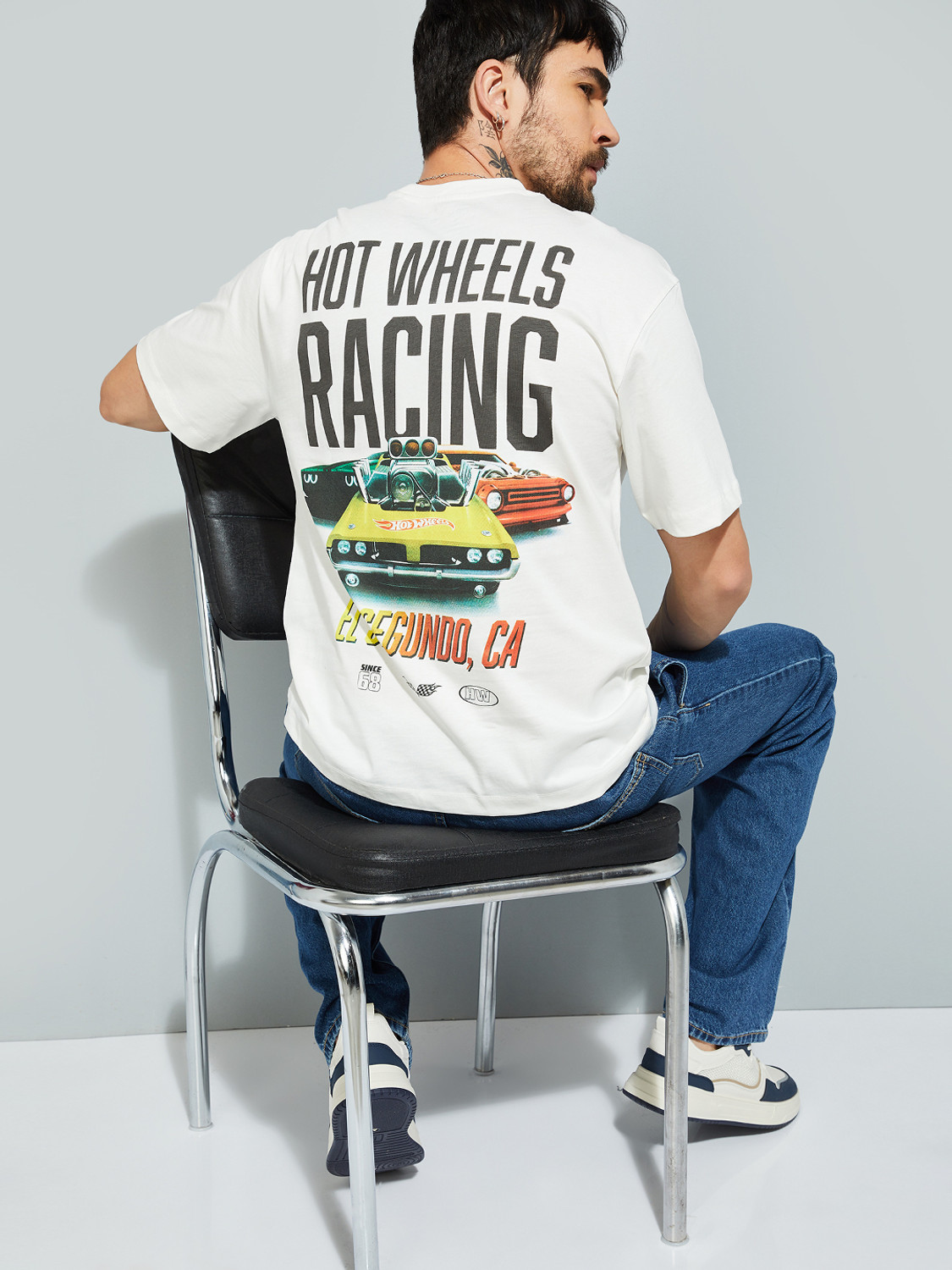 Image of MAX Printed Men Round Neck White T-Shirt
