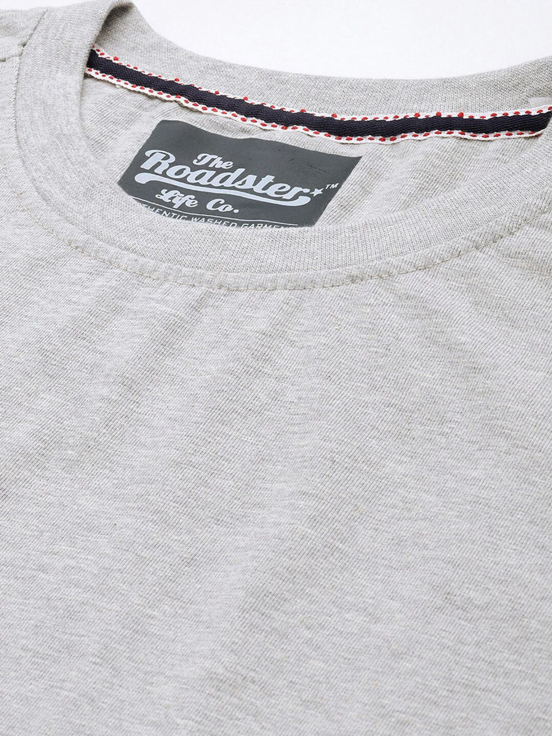 Image of Roadster Printed Men Round Neck Grey T-Shirt