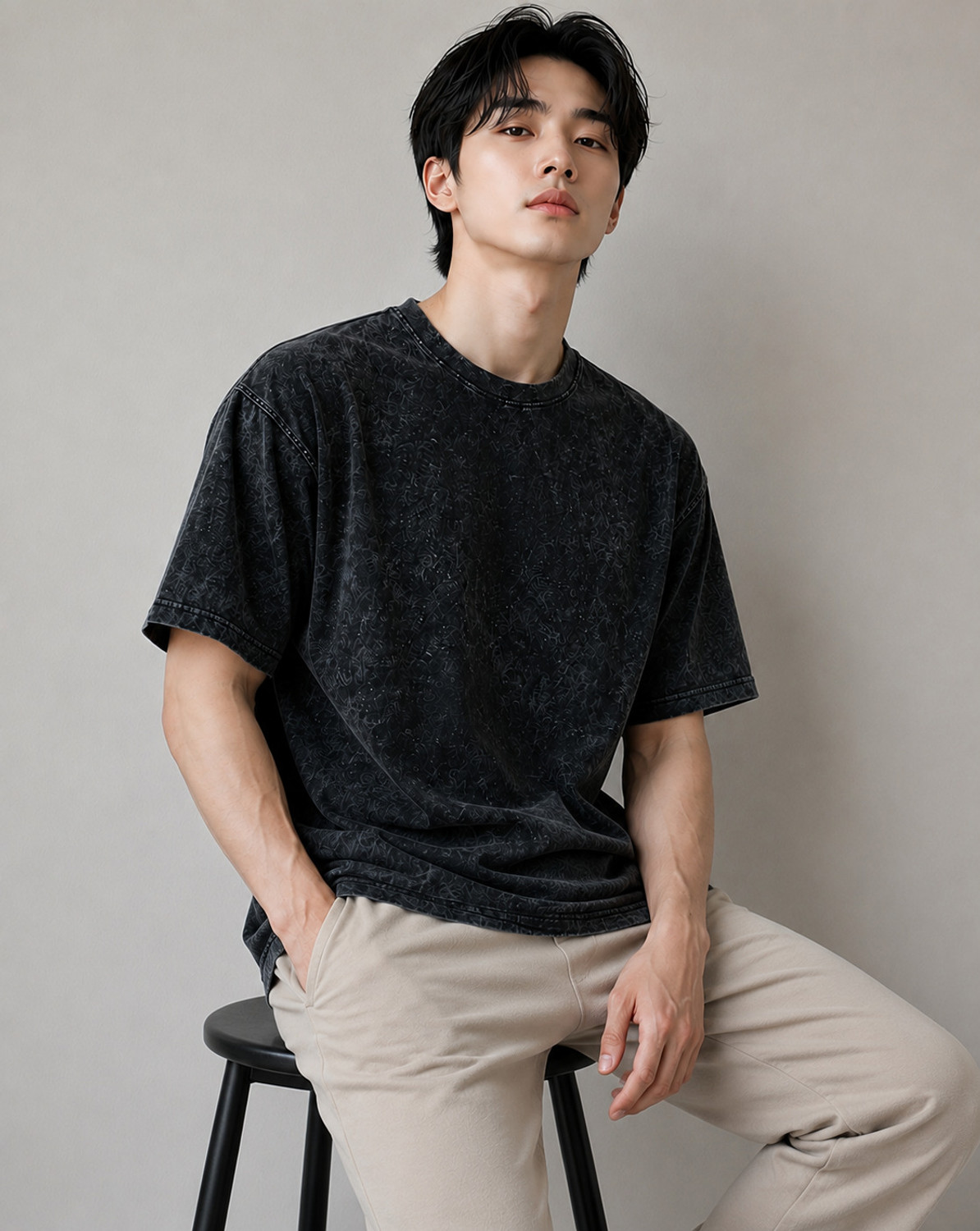 Image of JUGULAR Washed Men Round Neck Black T-Shirt