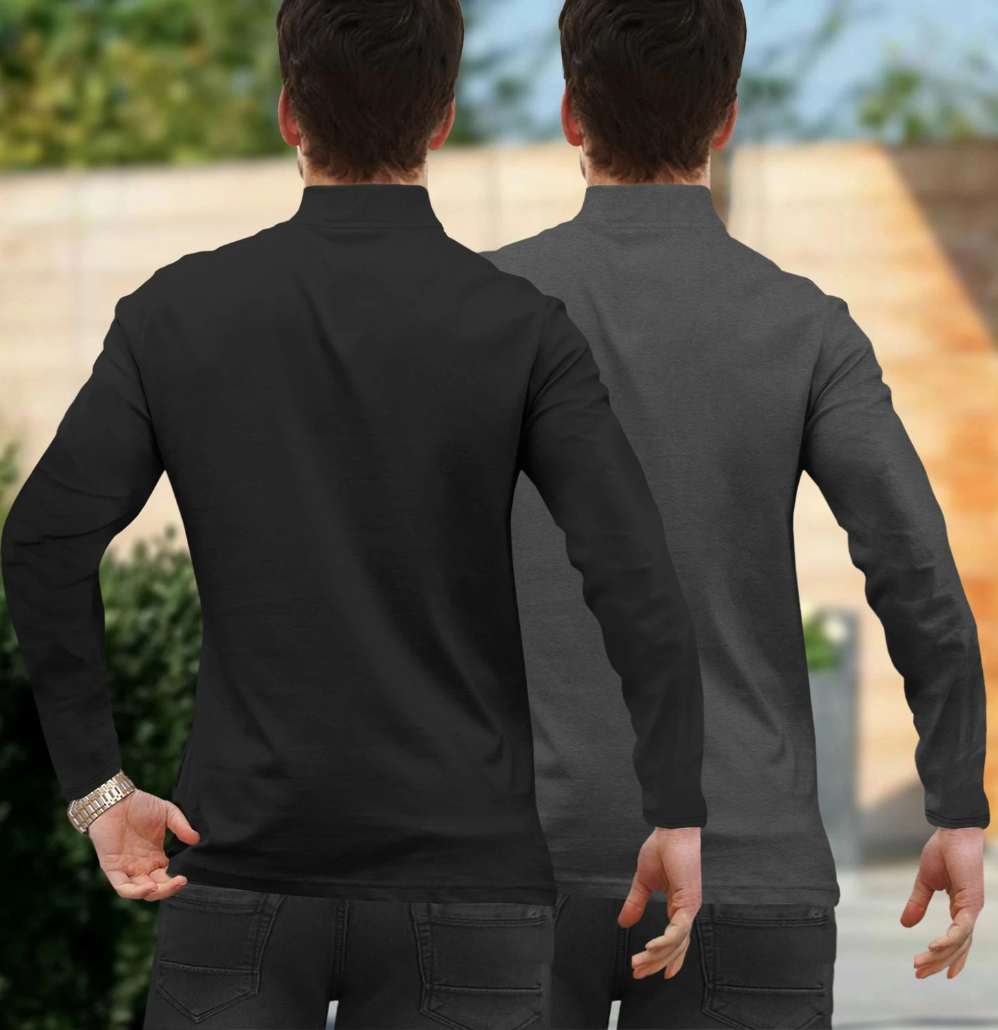 Image of TRIPR Printed Men Henley Neck Black, Grey T-Shirt