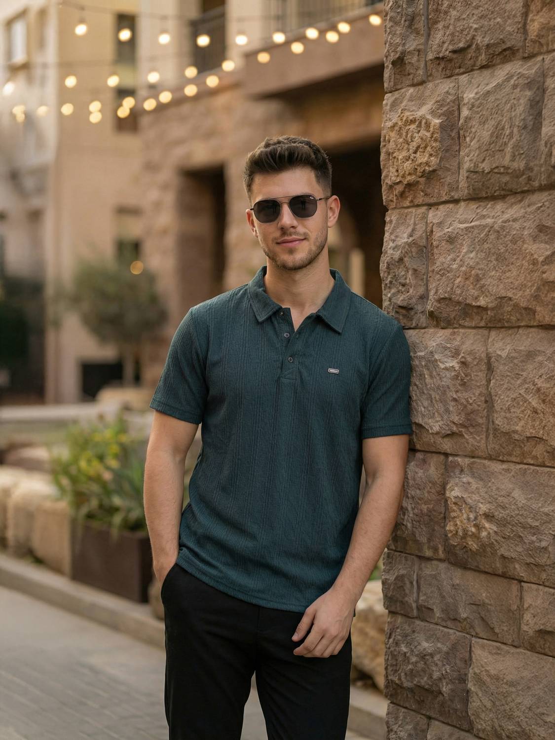 Manlino Men Solid Polo Neck Polyester Navy Blue T-Shirt