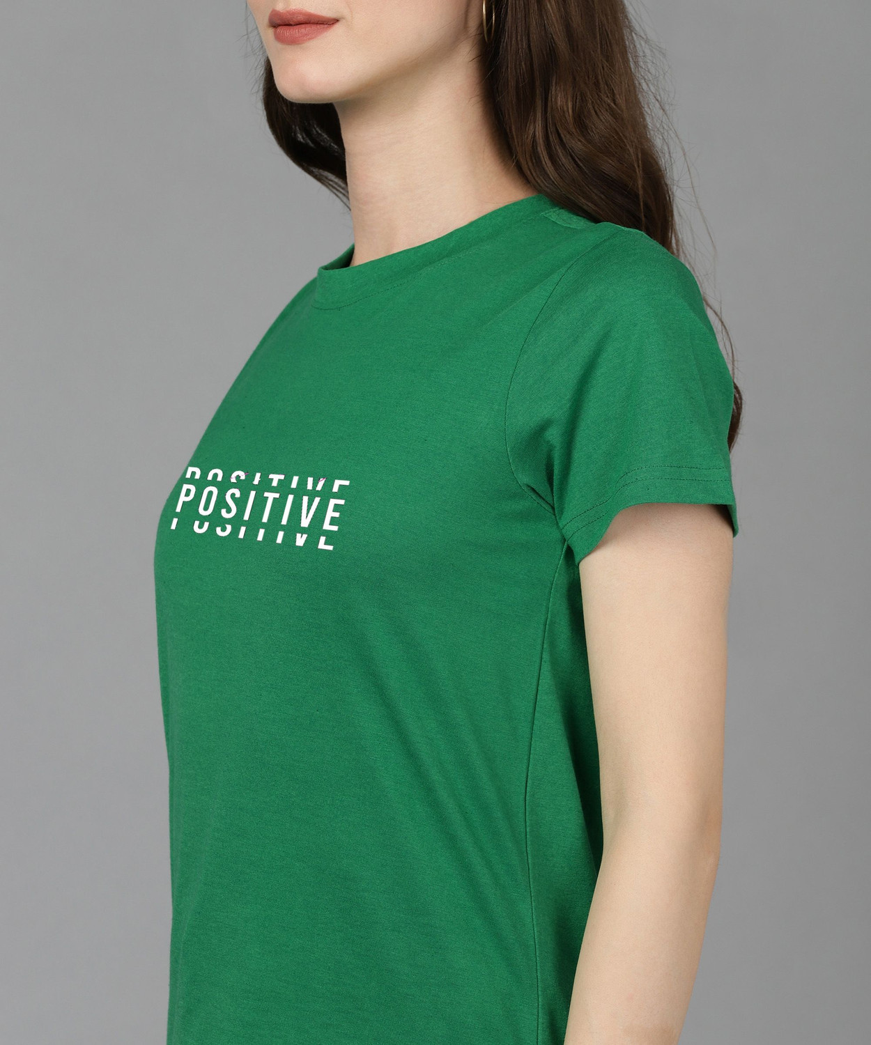 Image of Adyavastram Typography Women Round Neck Green T-Shirt