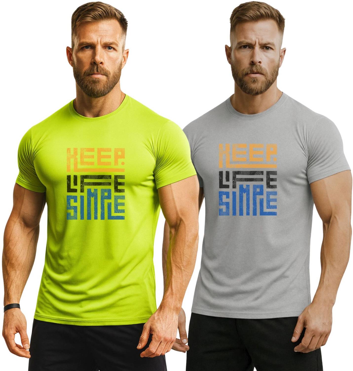 3colors Printed Men Round Neck Green, Grey T-Shirt