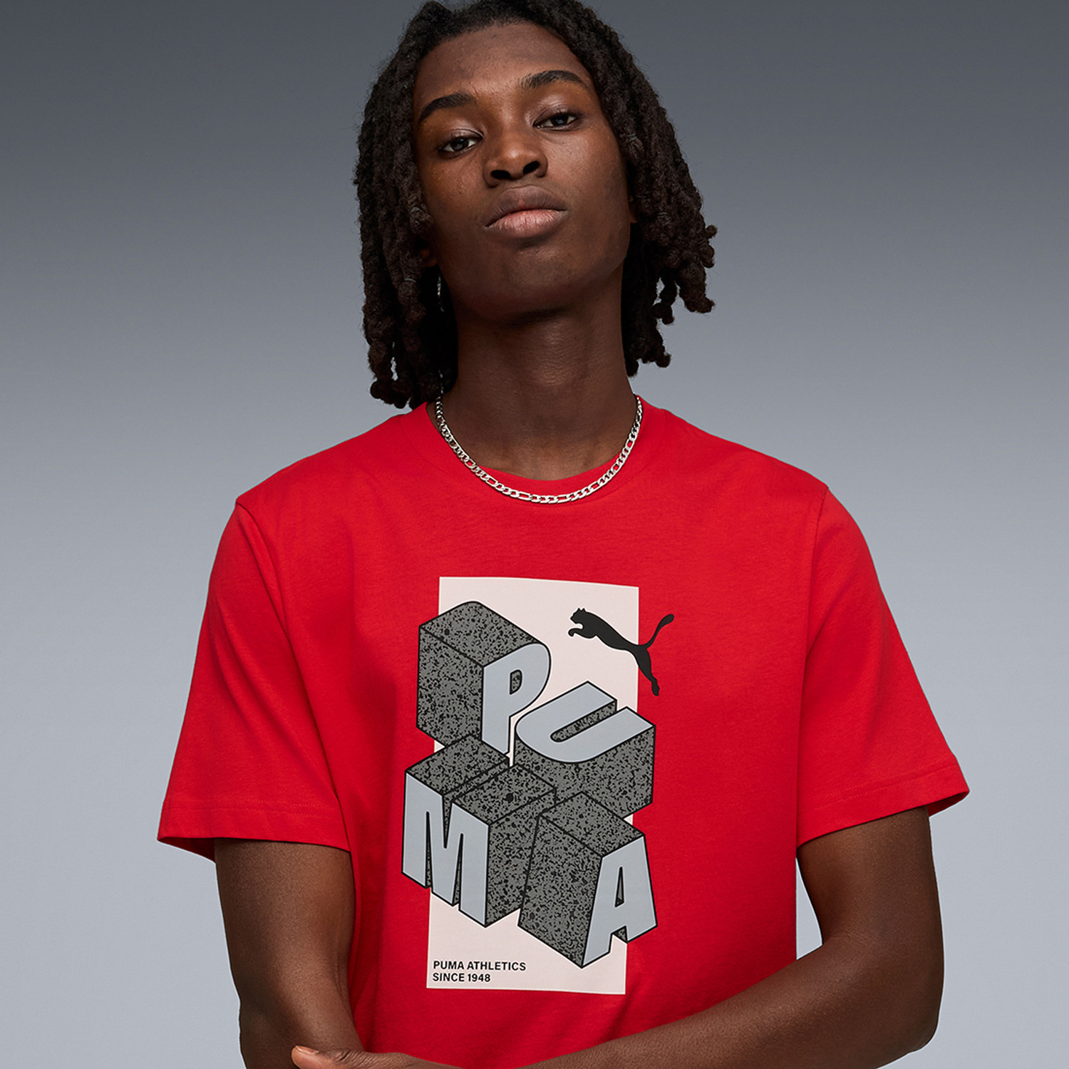 Image of PUMA Printed Men Crew Neck Red T-Shirt